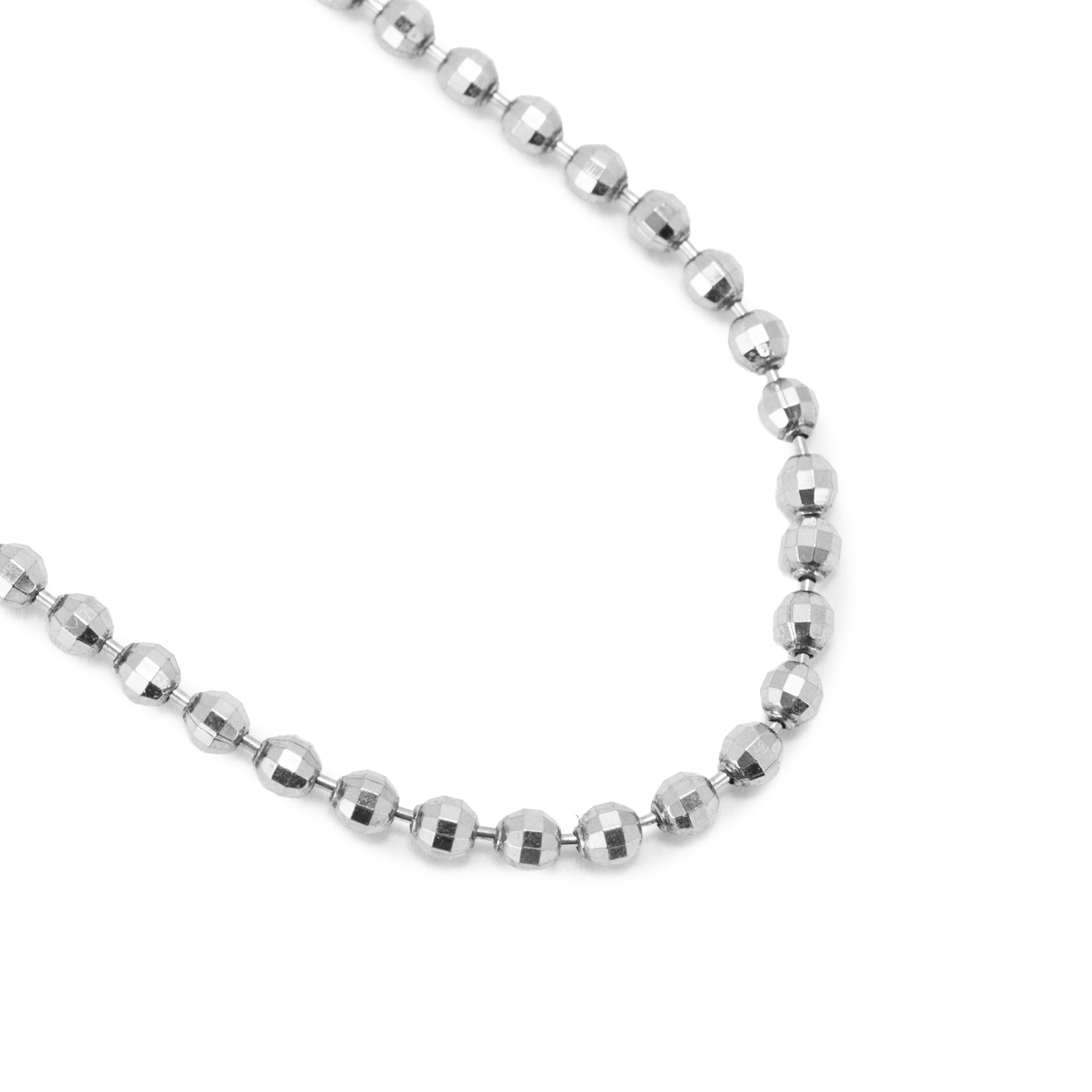 850 Platinum 2.1mm Faceted Diamond Cut Ball Bead Spherical Link Chain Necklace