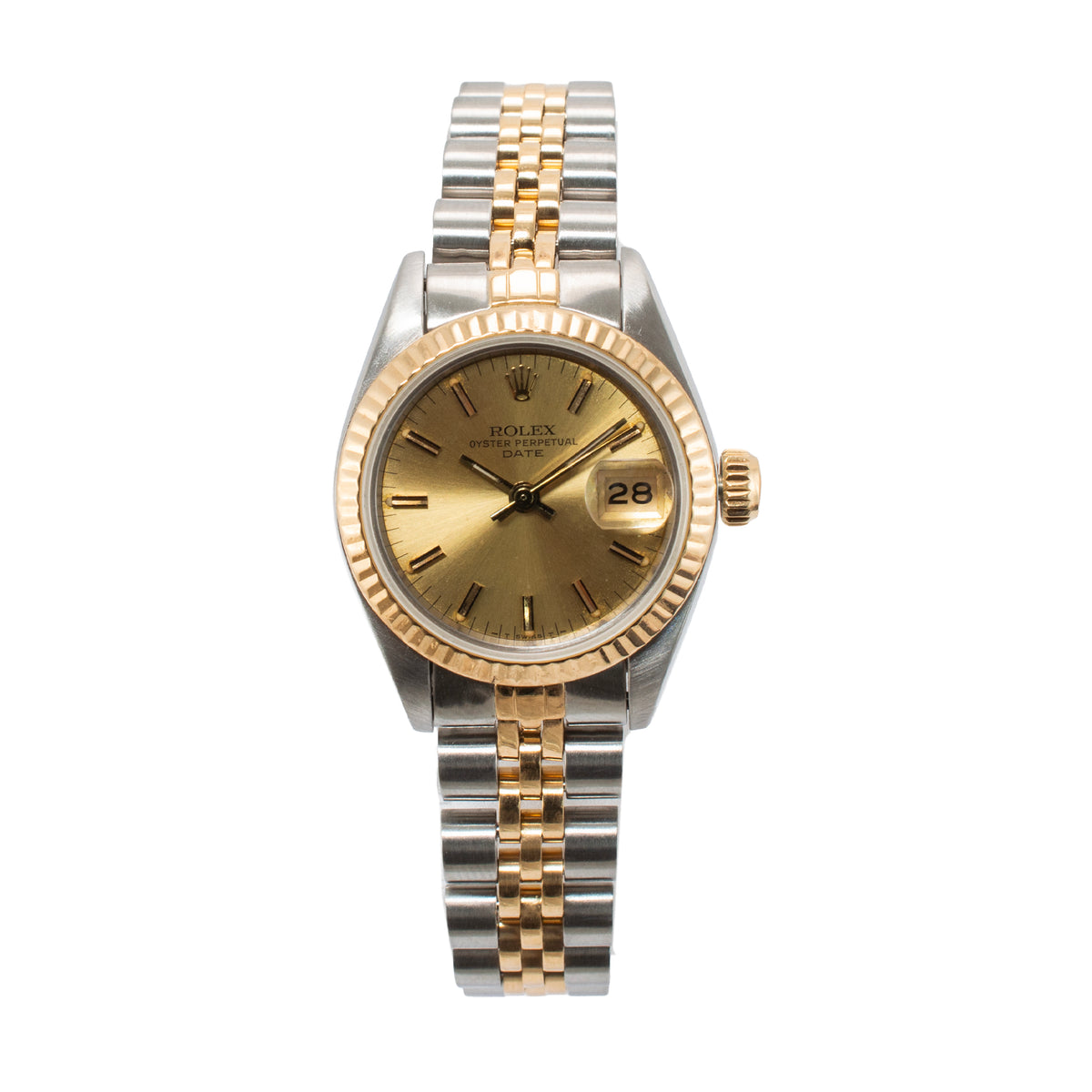 Ladies Rolex Datejust 26MM 69173 Champaign Dial Two Tone Yellow Gold Steel Watch