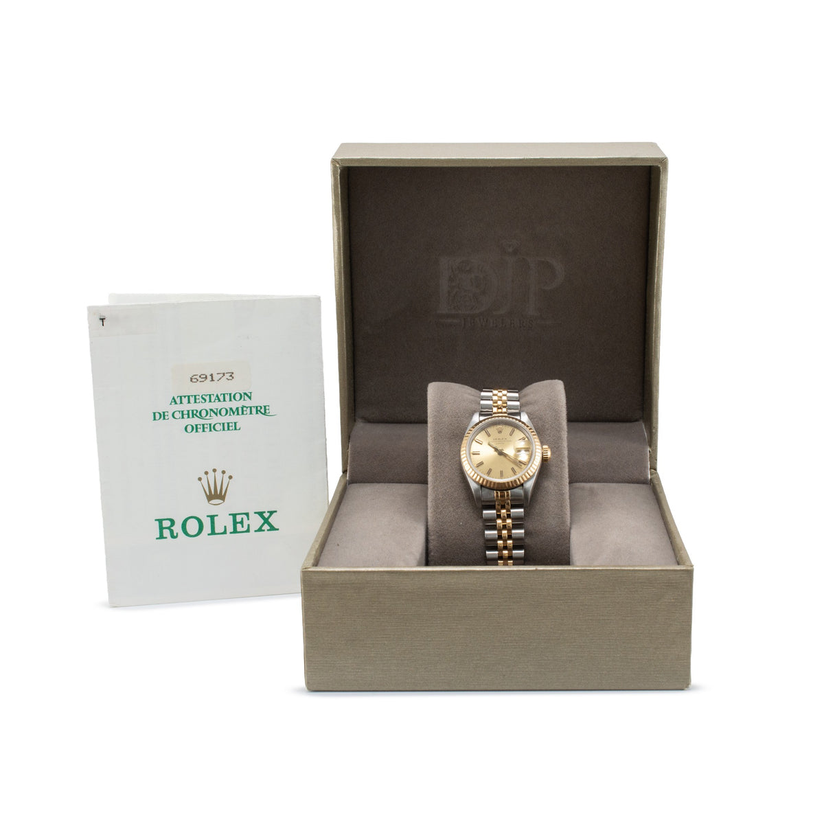 Ladies Rolex Datejust 26MM 69173 Champaign Dial Two Tone Yellow Gold Steel Watch