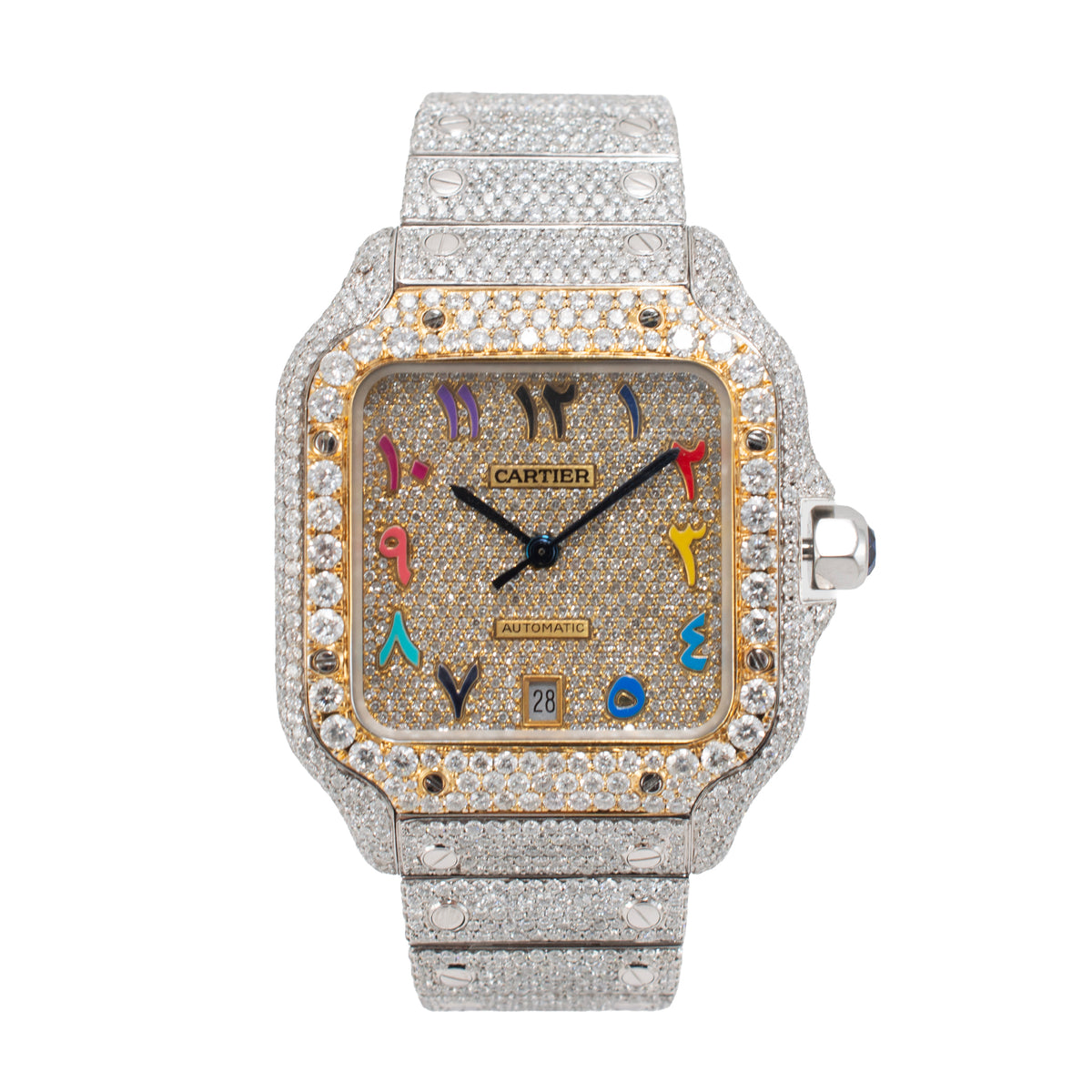 Cartier Santos Large Model 39.8mm 4072 Arabic Diamond Dial Steel Automatic Watch
