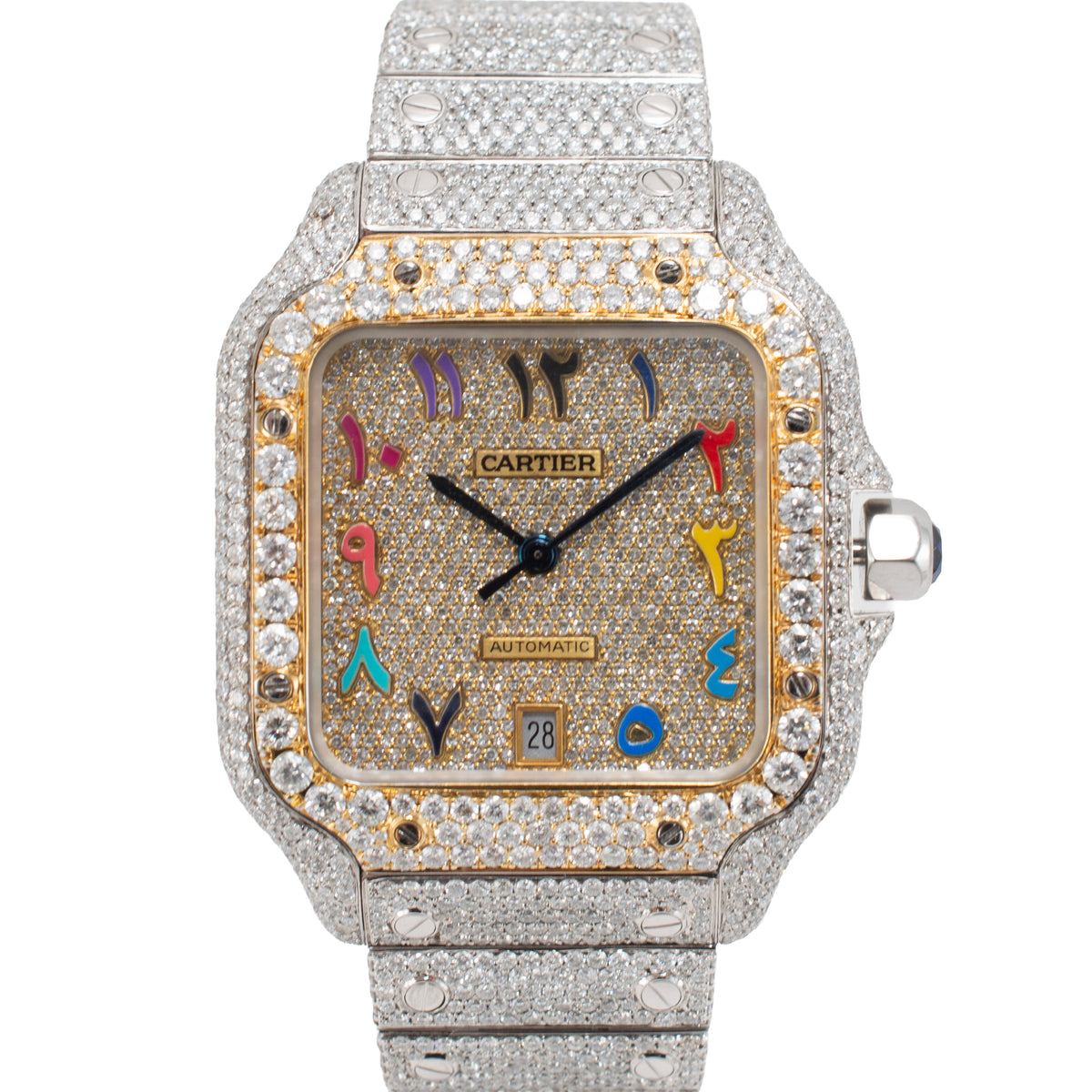 Cartier Santos Large Model 39.8mm 4072 Arabic Diamond Dial Steel Automatic Watch