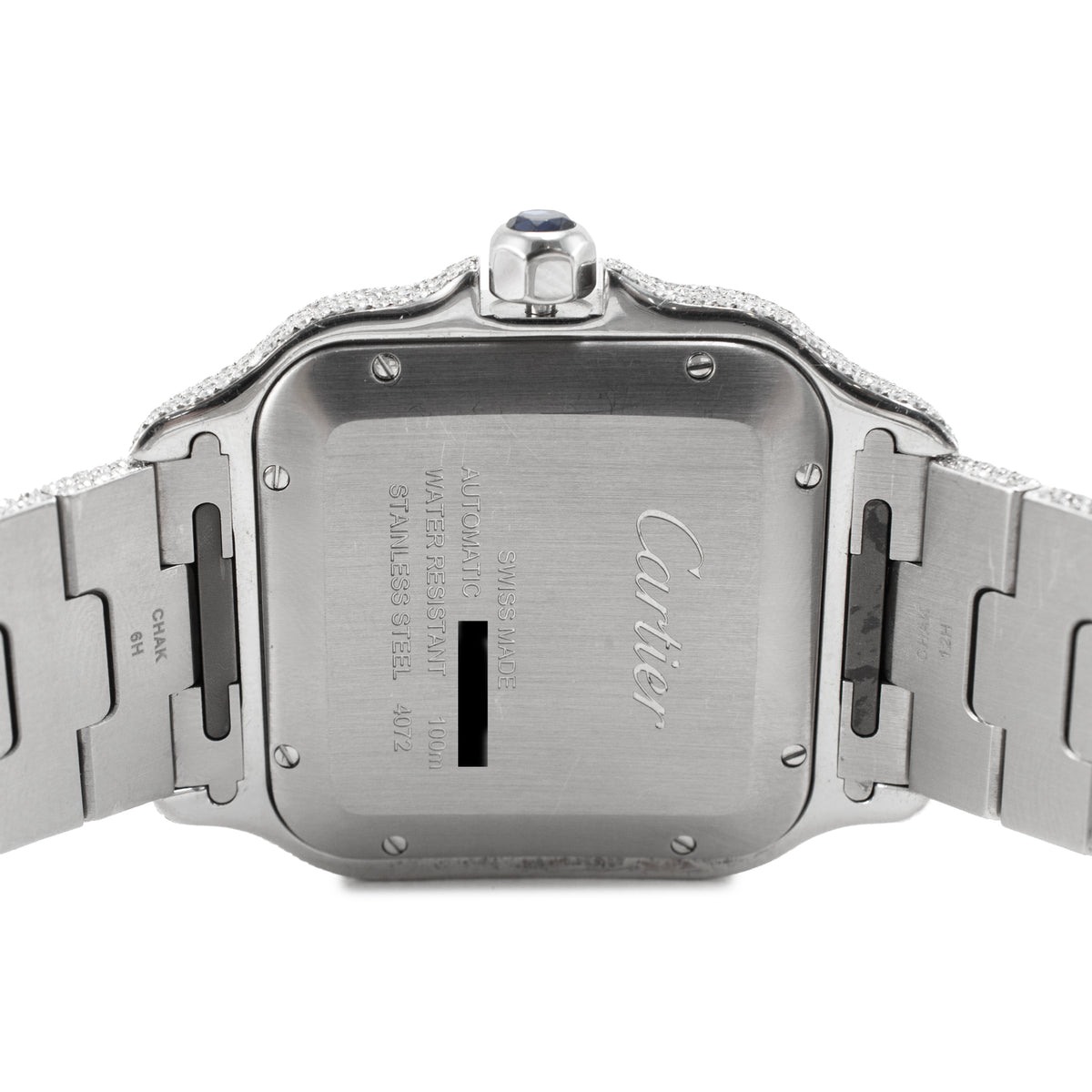 Cartier Santos Large Model 39.8mm 4072 Arabic Diamond Dial Steel Automatic Watch