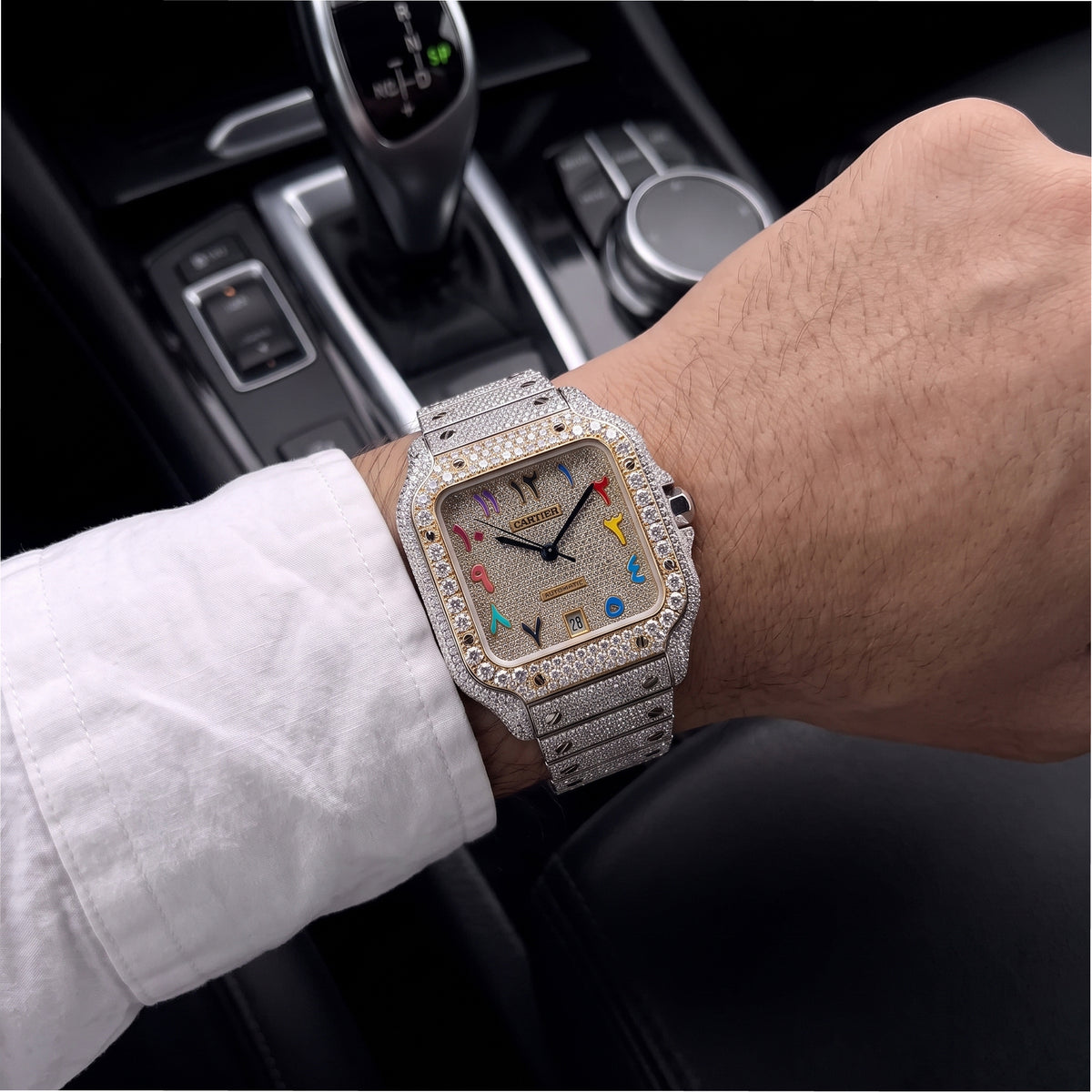 Cartier Santos Large Model 39.8mm 4072 Arabic Diamond Dial Steel Automatic Watch