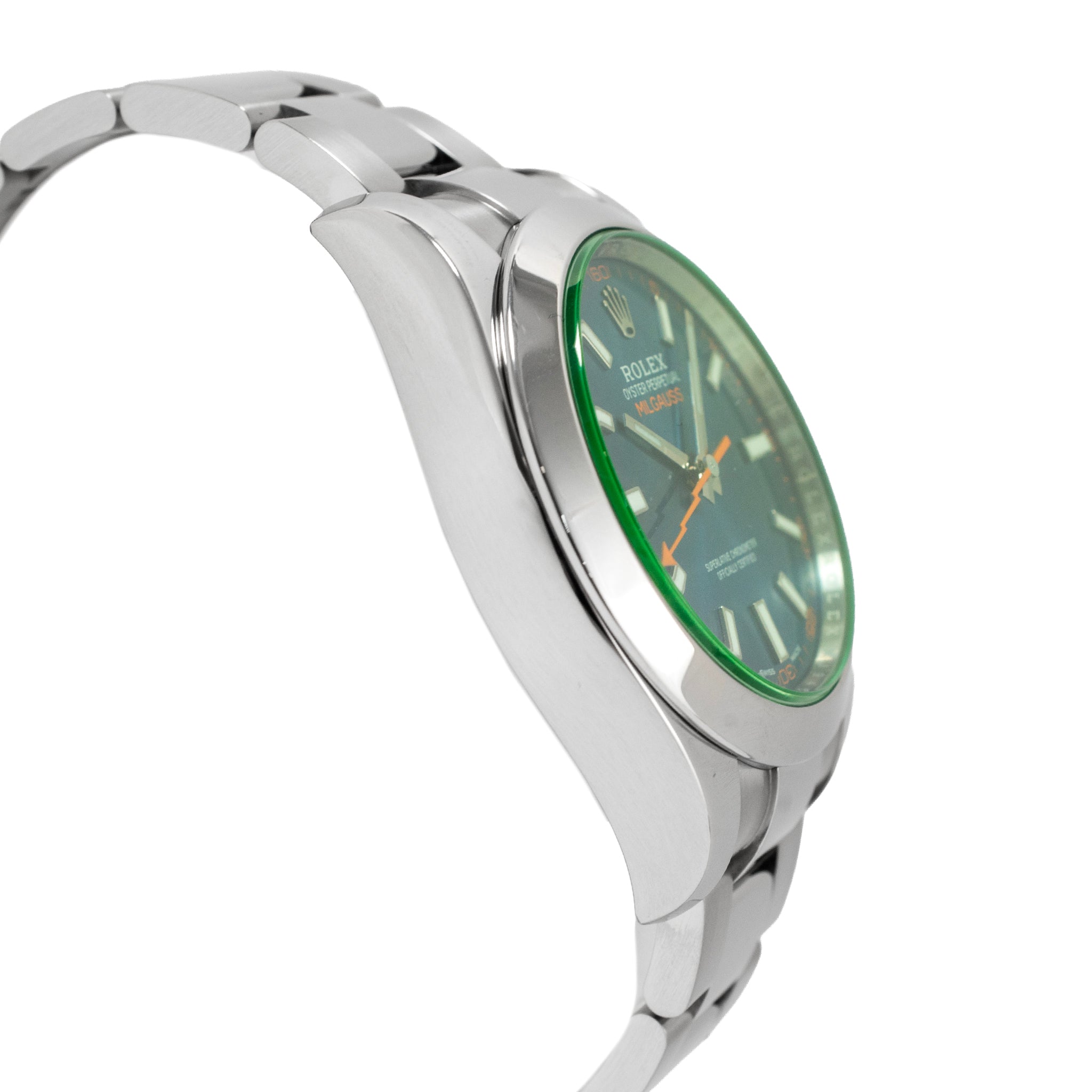 Rolex Milgauss 40MM 116400GV Z-Blue Dial Green Sapphire Crystal Steel Watch