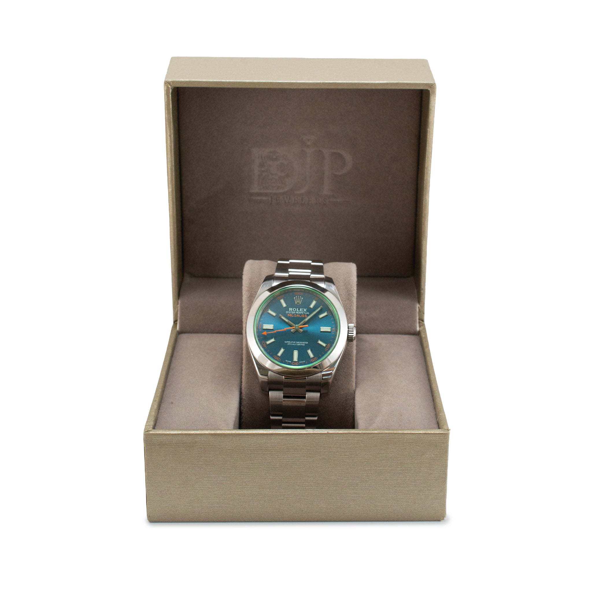 Rolex Milgauss 40MM 116400GV Z-Blue Dial Green Sapphire Crystal Steel Watch