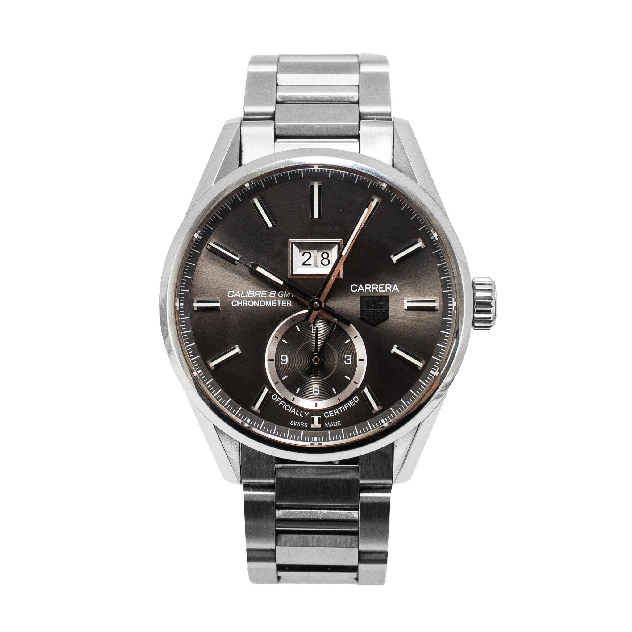 Tag Heuer Carrera Calibre 8 GMT Grand Date 41MM WAR5012.BA0723 Steel Watch