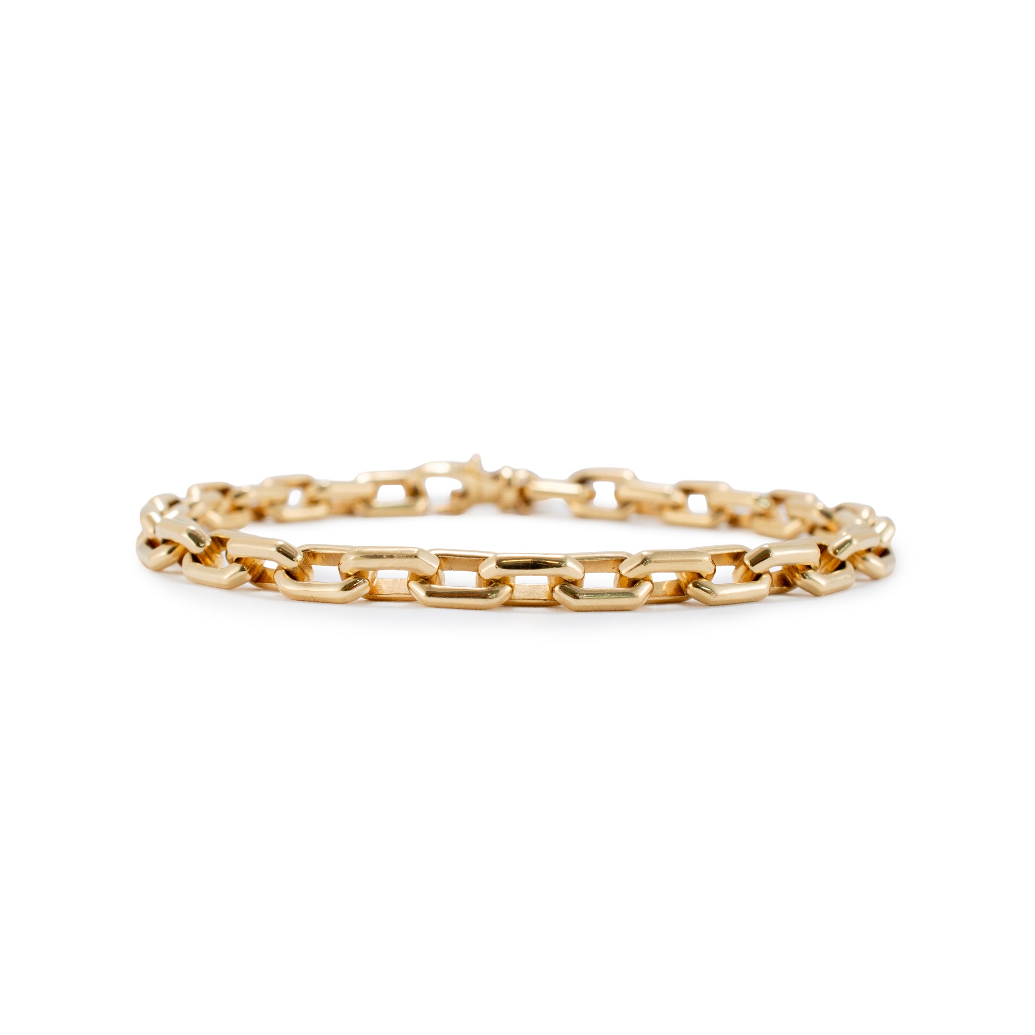 Men’s Gabriel & Co 5.50mm 14K Yellow Gold Solid Chain Faceted Link Bracelet