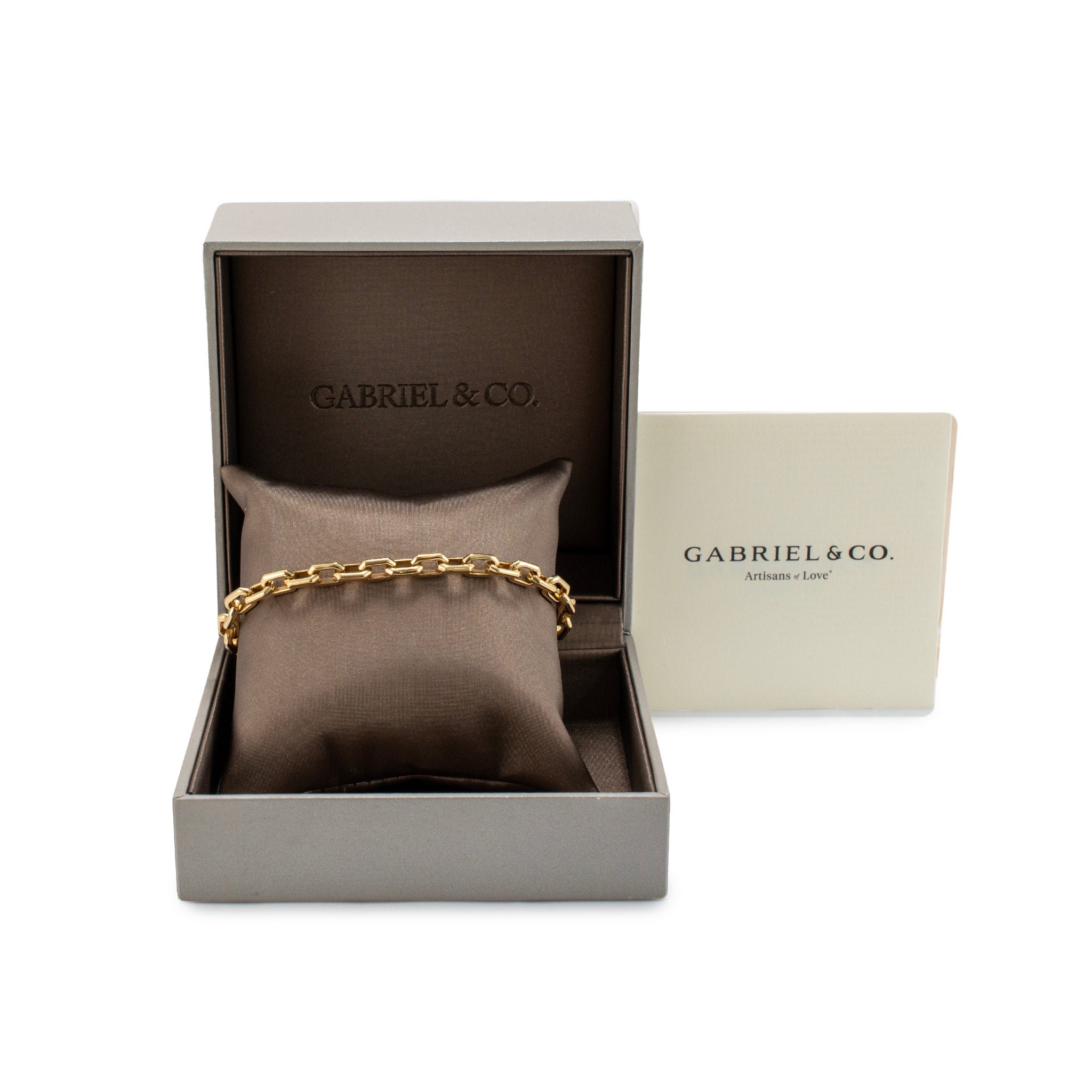 Men’s Gabriel & Co 5.50mm 14K Yellow Gold Solid Chain Faceted Link Bracelet