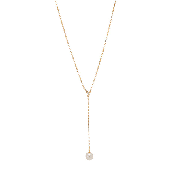 Mikimoto Akoya Cultured Pearl Drop 18K Yellow Gold Chain | DJP