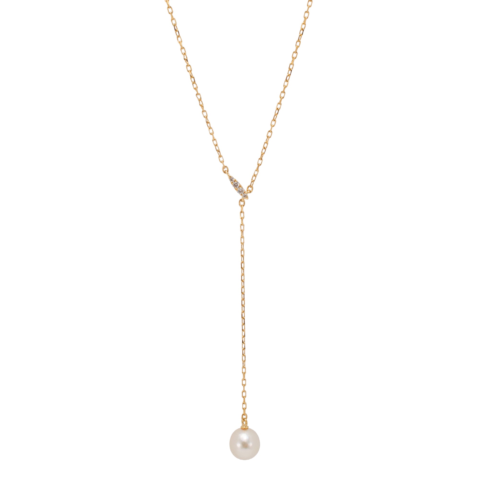Mikimoto 18K Yellow Gold Akoya Pearl Lariat Drop Pendant Necklace