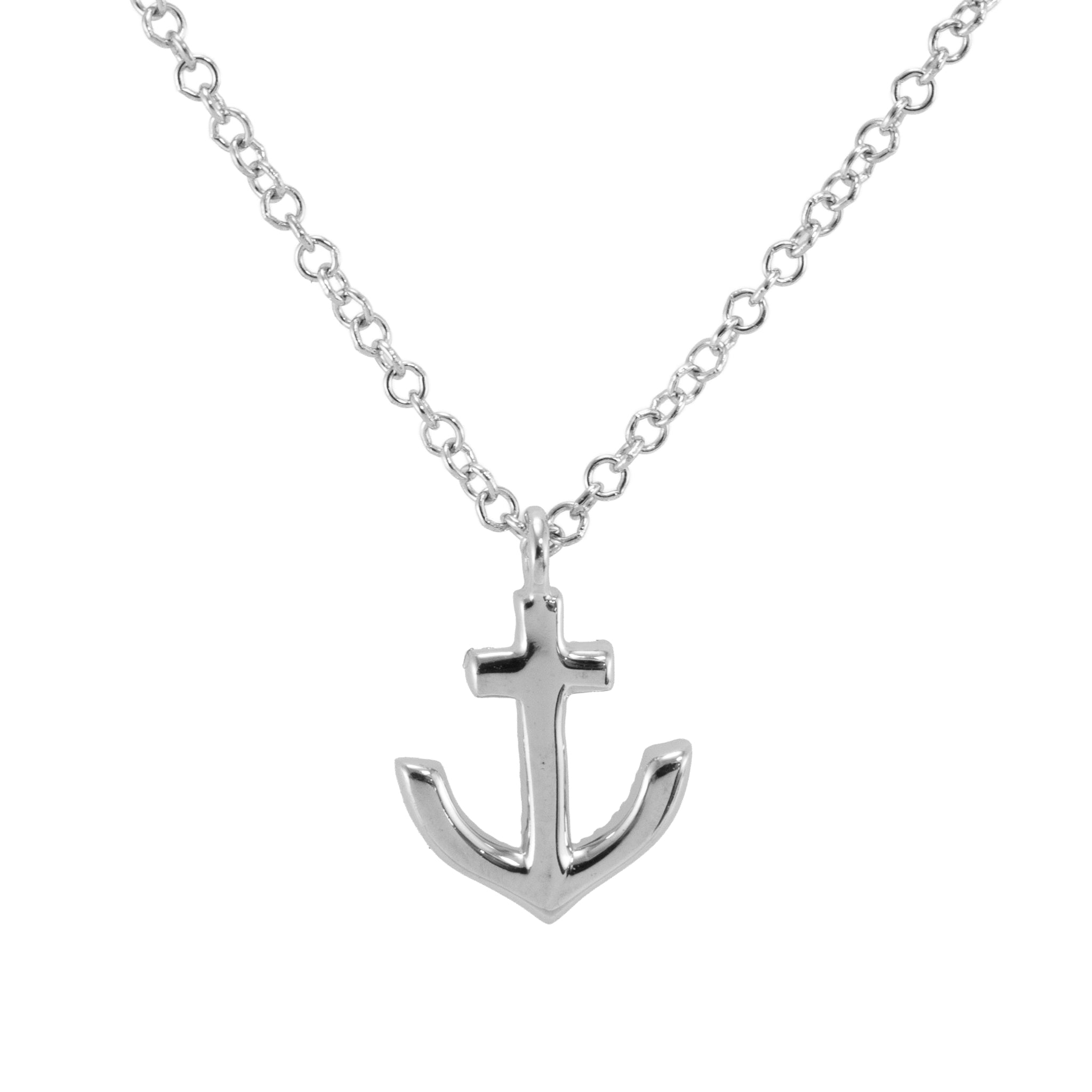 Gabriel & Co. Lusso 14K White Gold 0.09ctw Diamond Anchor Pendant Necklace