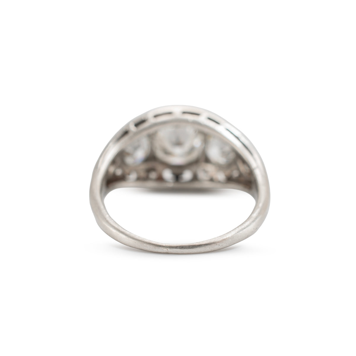Antique Edwardian Platinum 2.34ctw Old Euro Diamond Three-Stone Engagement Ring