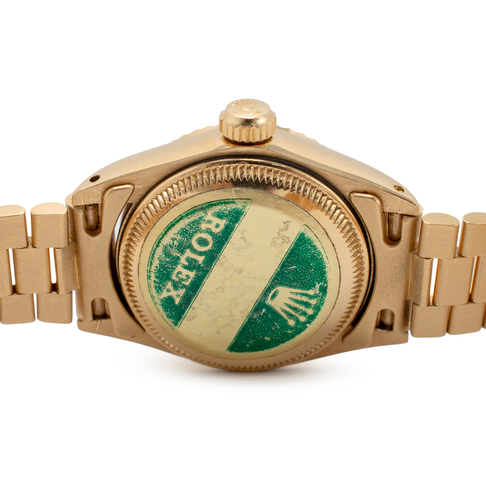 Vintage Ladies Rolex Datejust 26MM 6917 Linen Dial 18K Yellow Gold Watch