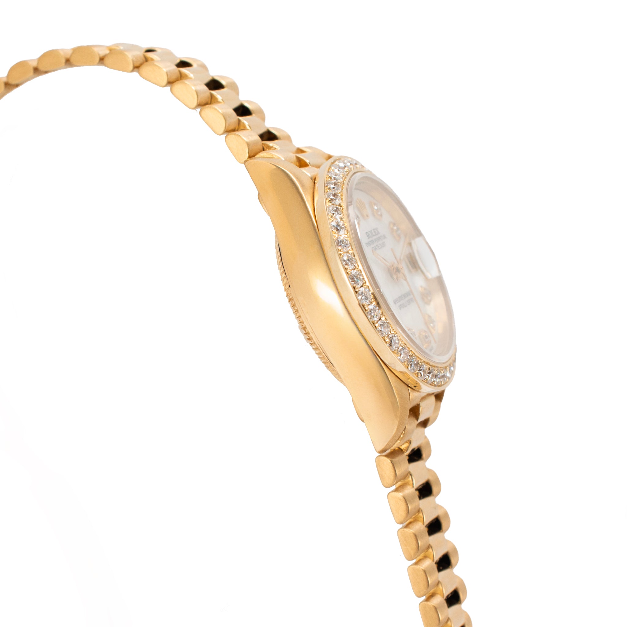 Ladies Rolex Datejust 26MM 69178 Mop Diamond Presidential 18K Yellow Gold Watch