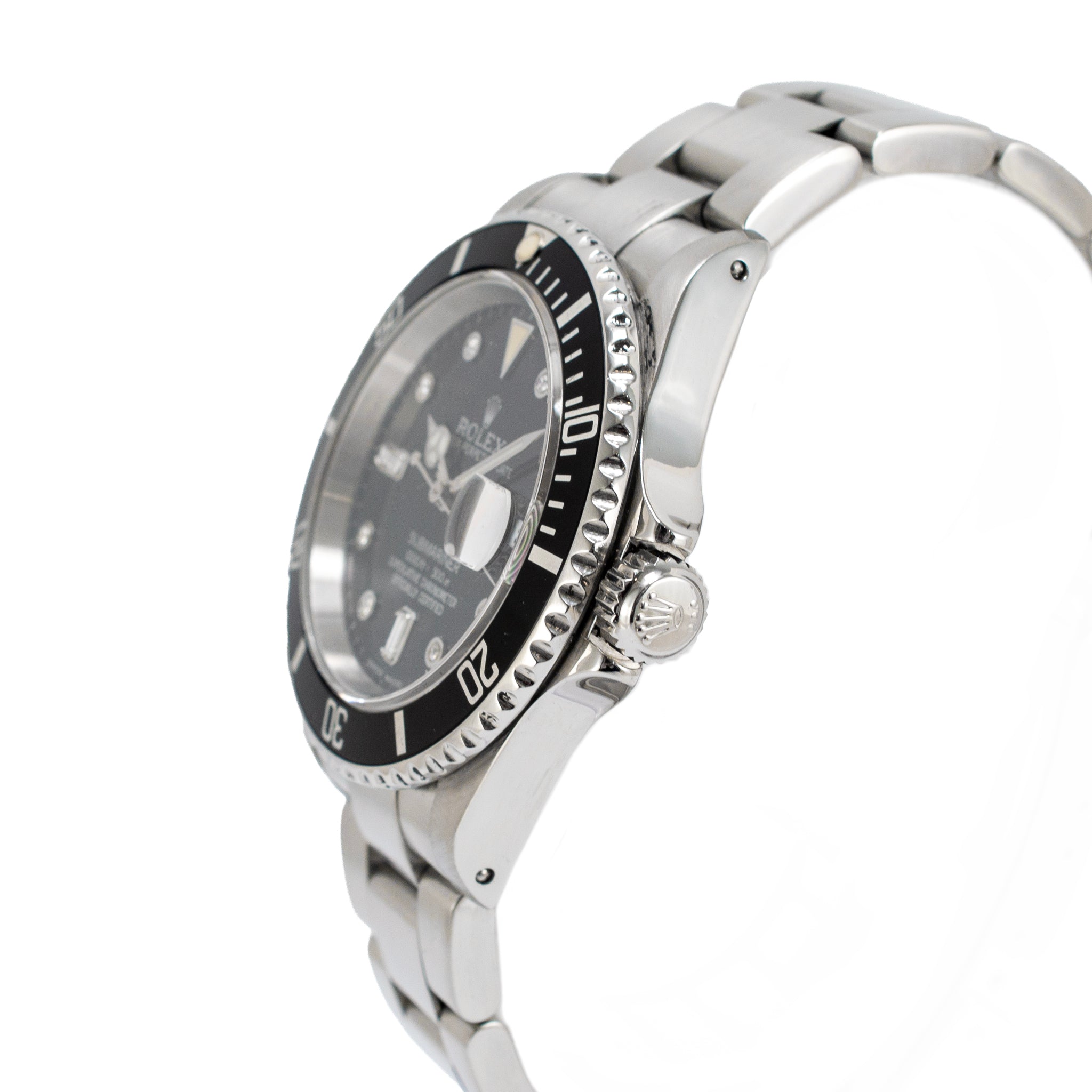 Rolex Submariner Date 40MM 16610 Black Diamond Dial Oyster Stainless Steel Watch