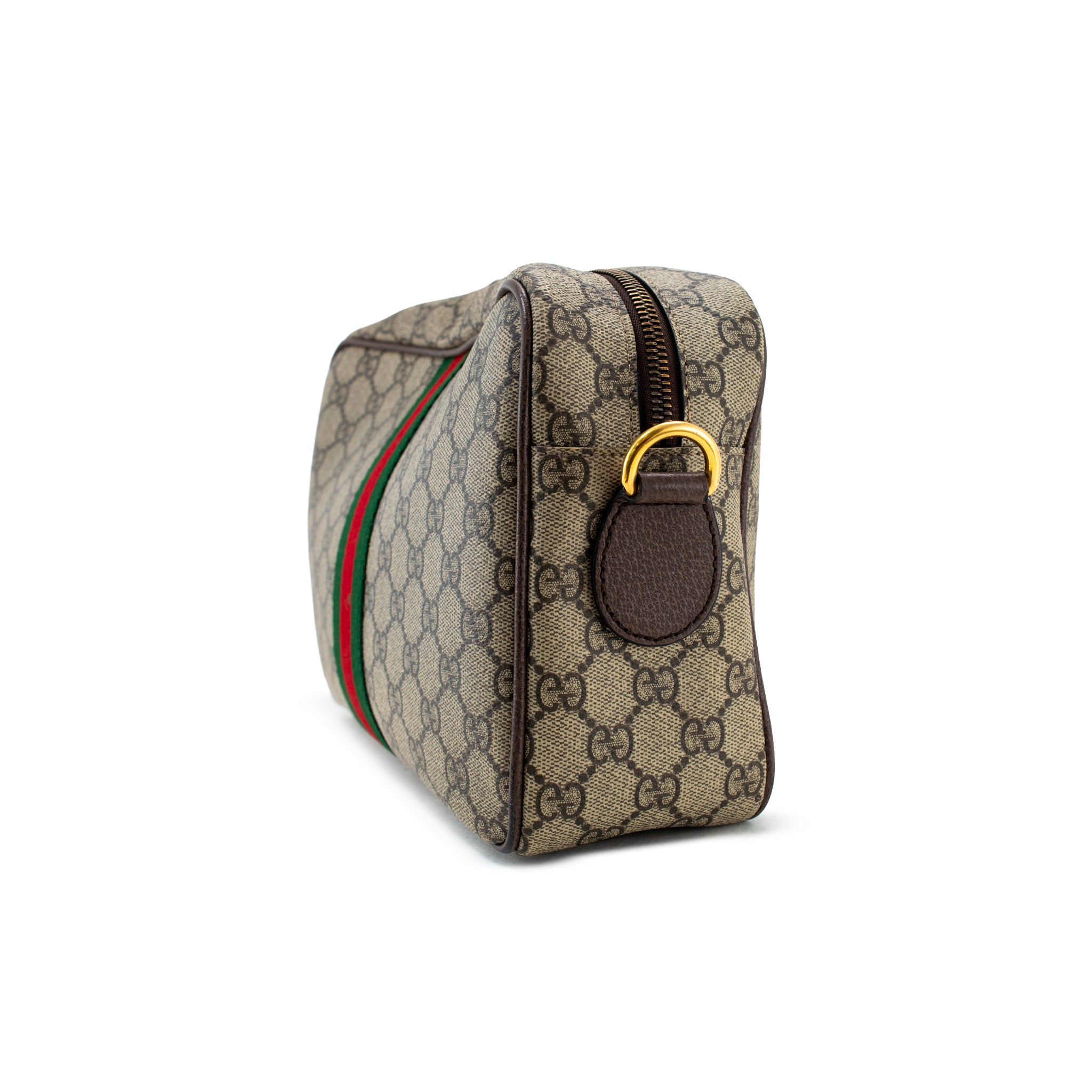 Gucci Ophidia Medium Beige Gg Supreme Canvas Web Stripe Crossbody Bag