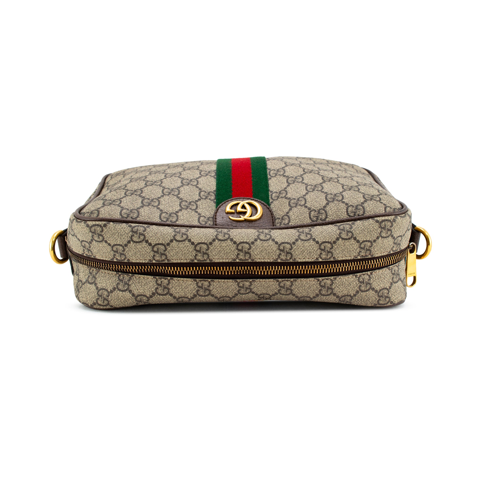 Gucci Ophidia Medium Beige Gg Supreme Canvas Web Stripe Crossbody Bag