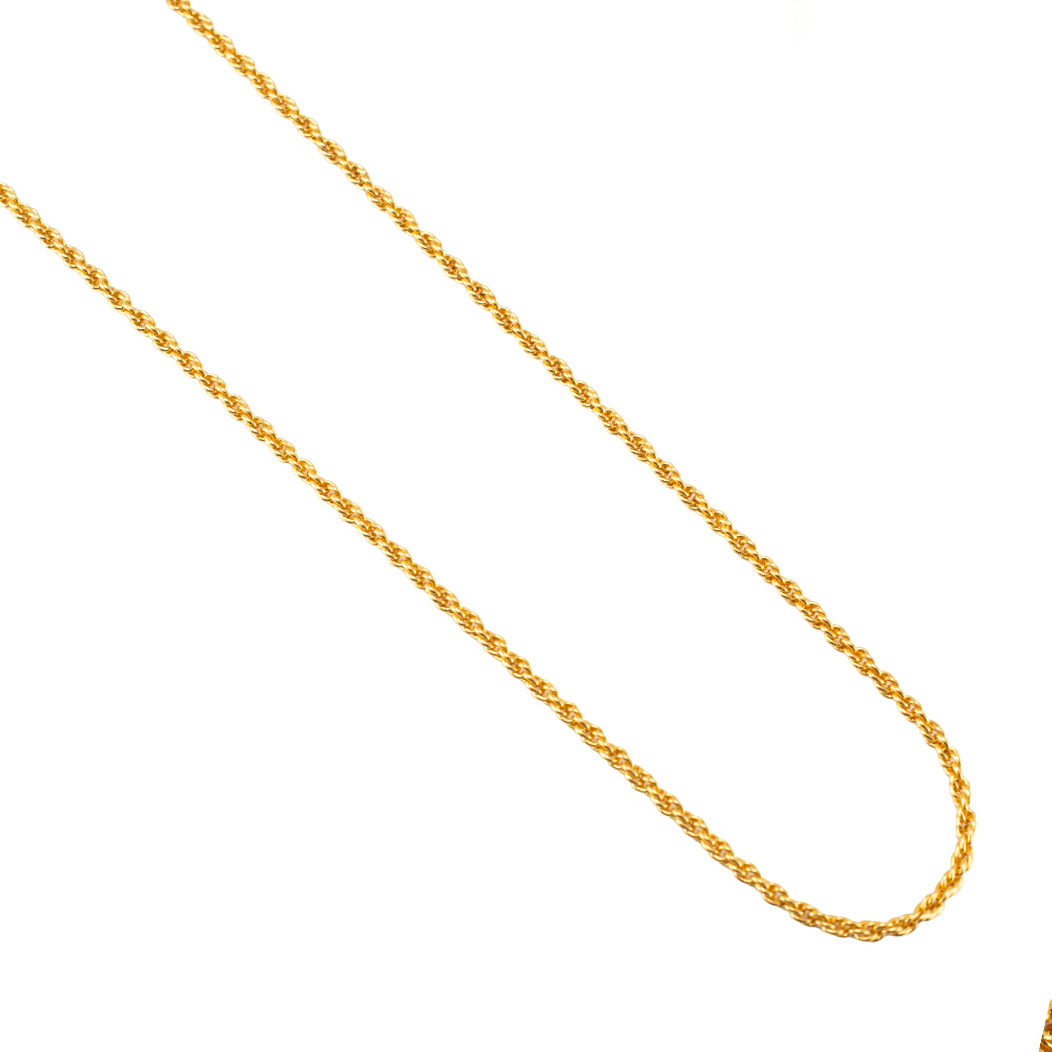 Unisex 14K Yellow Gold 2MM 24” Classic Twisted Spiral Rope Chain Necklace