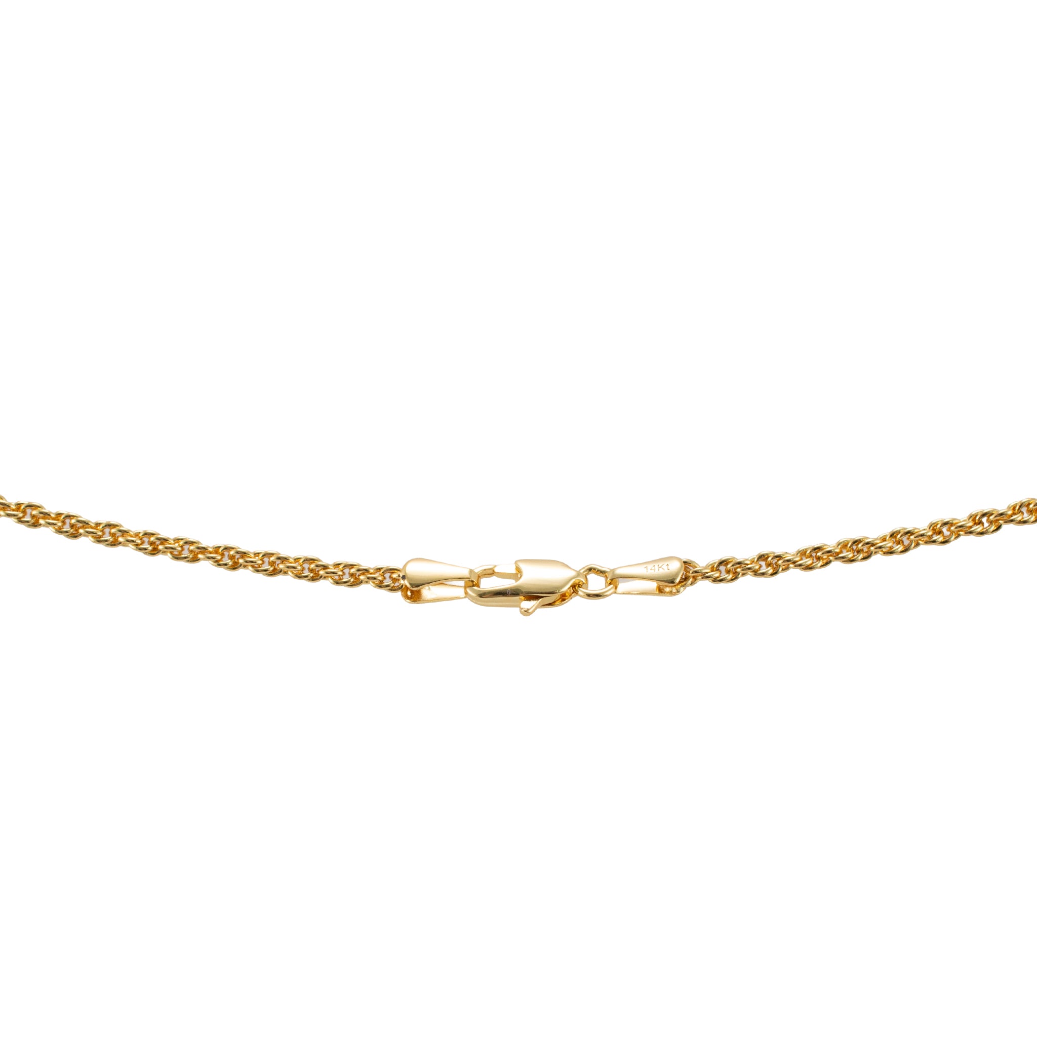 Unisex 14K Yellow Gold 2MM 24” Classic Twisted Spiral Rope Chain Necklace