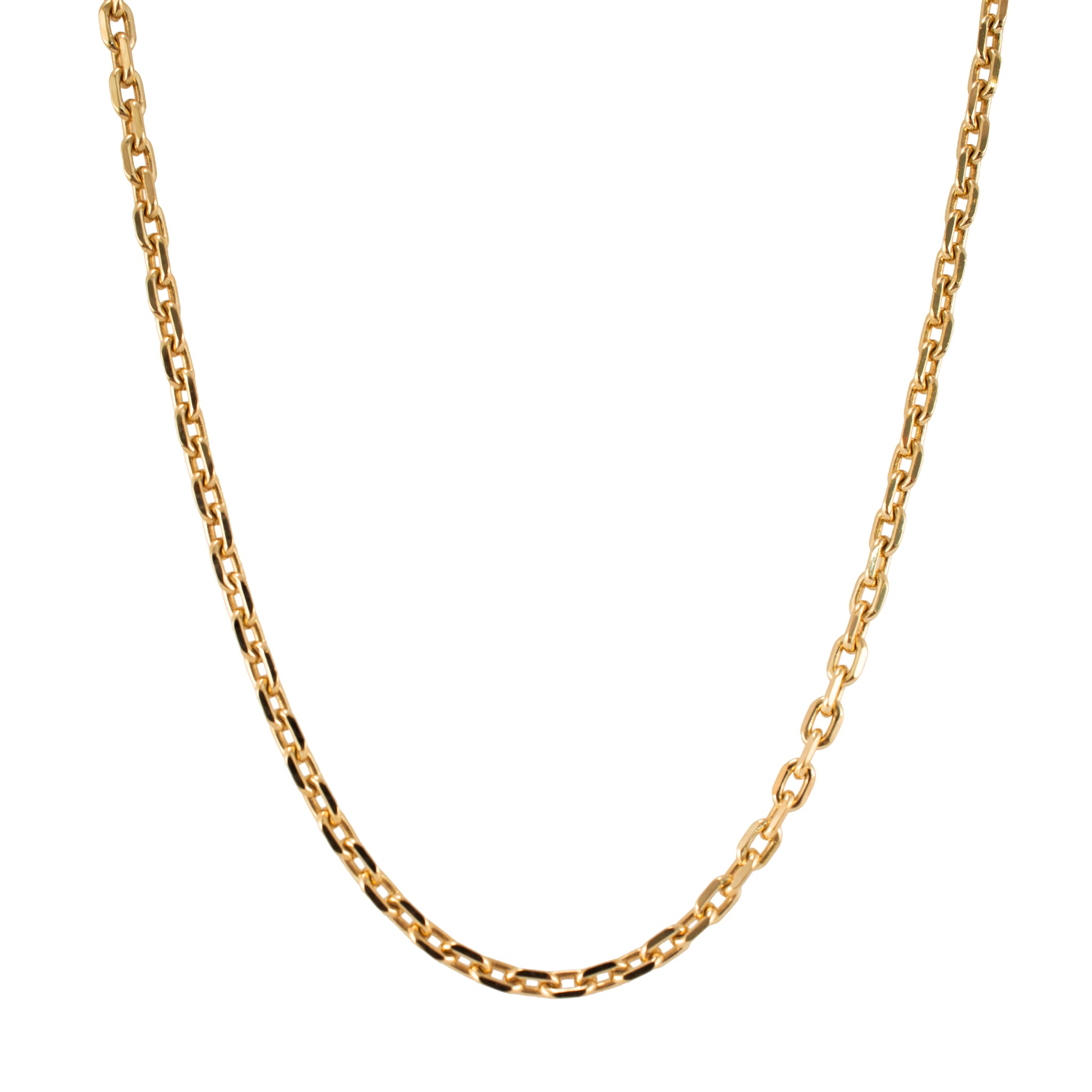 Unisex 14K Yellow Gold Solid 22.5” 3.1mm Biker Open Anchor Link Chain Necklace