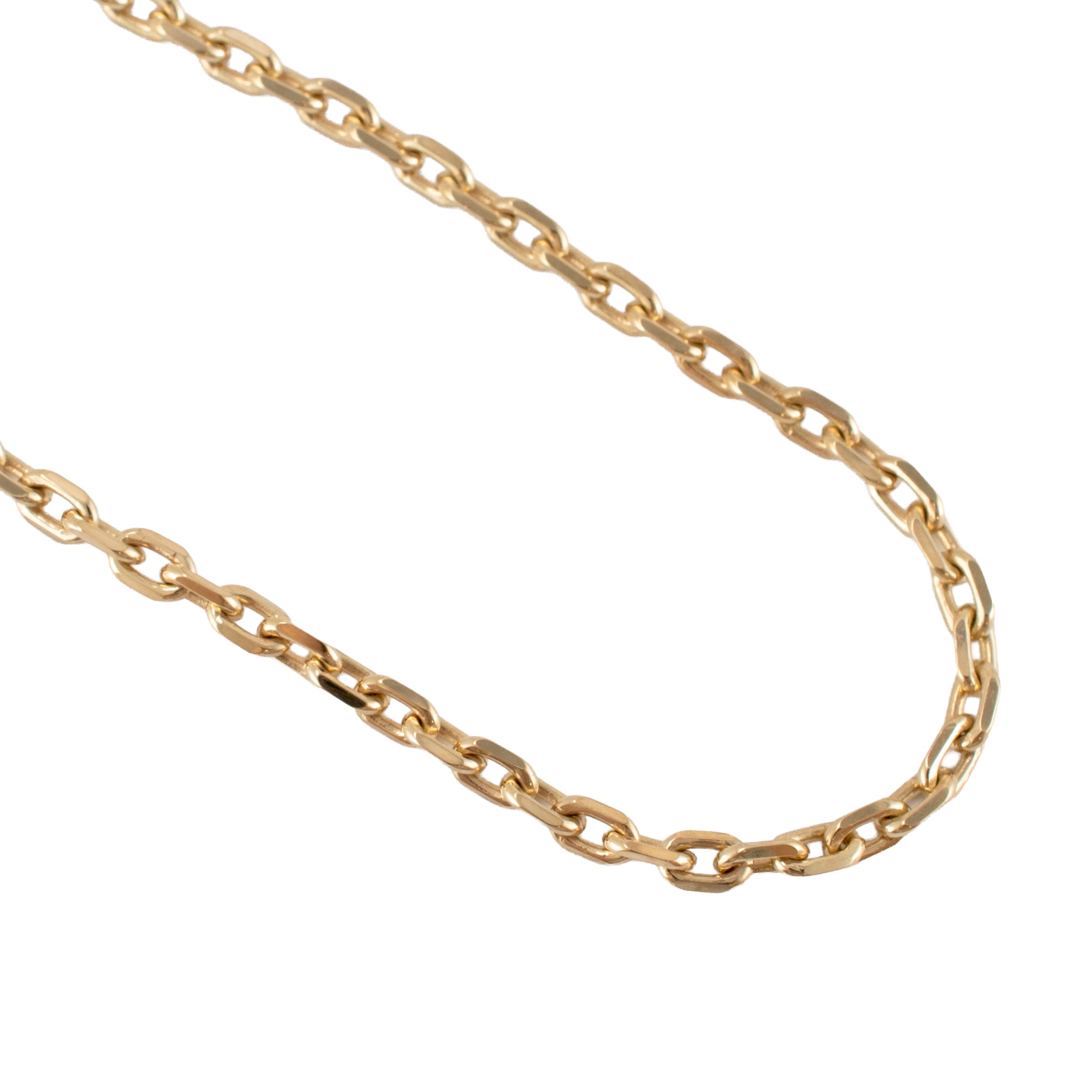 Unisex 14K Yellow Gold Solid 22.5” 3.1mm Biker Open Anchor Link Chain Necklace
