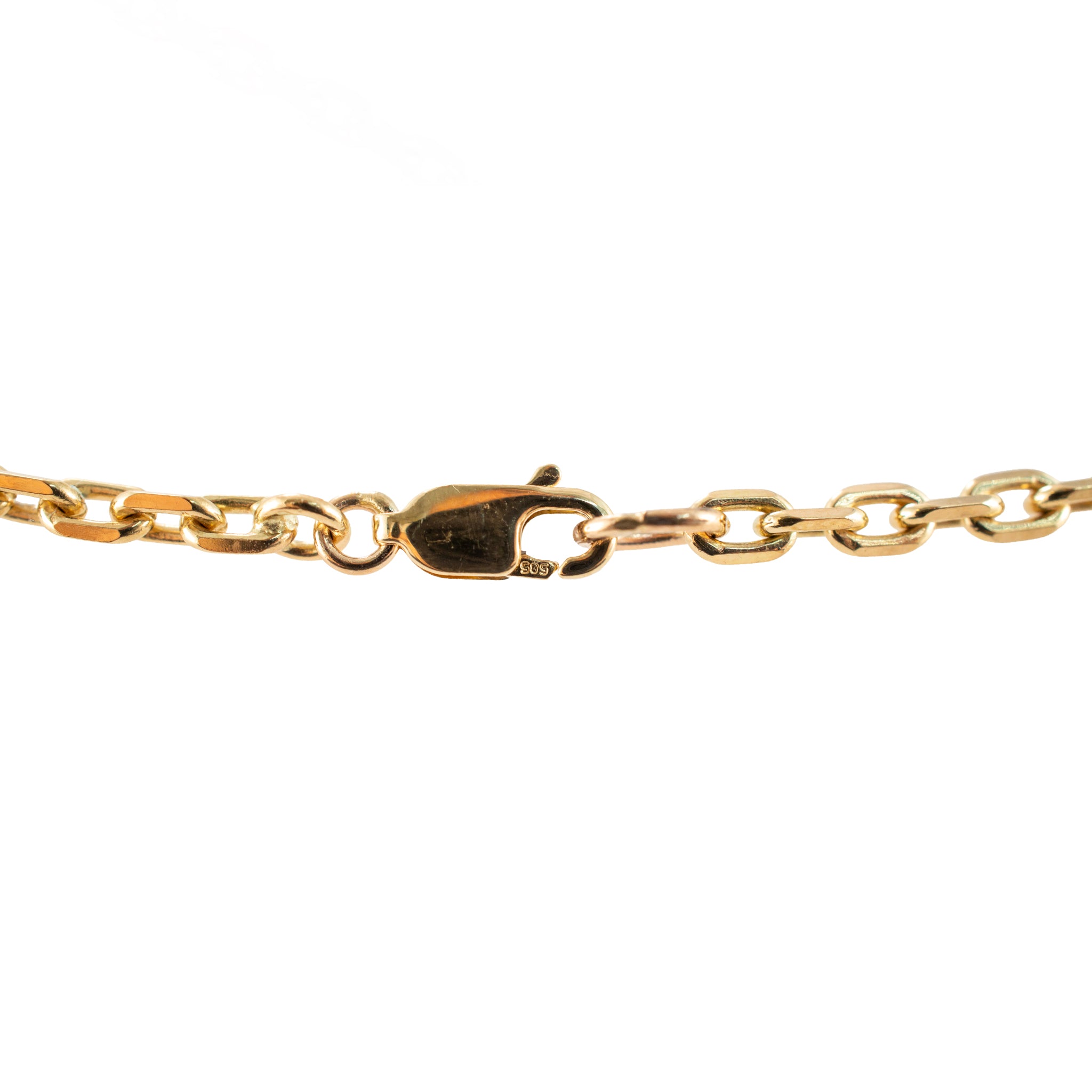 Unisex 14K Yellow Gold Solid 22.5” 3.1mm Biker Open Anchor Link Chain Necklace