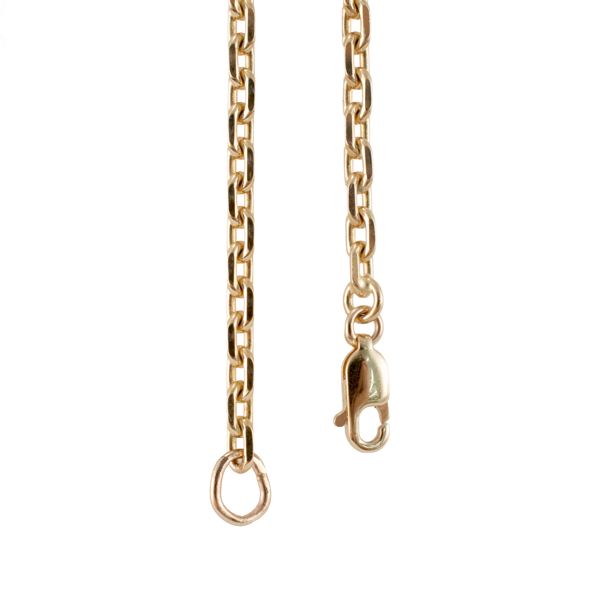 Unisex 14K Yellow Gold Solid 22.5” 3.1mm Biker Open Anchor Link Chain Necklace