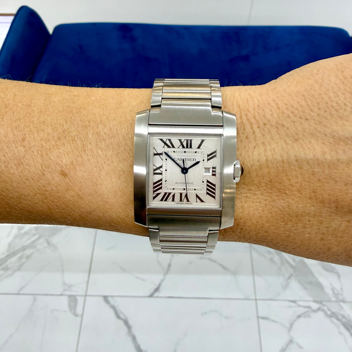 Cartier Tank Francaise 30.5mm WSTA0067 Large Model White Dial Steel Watch