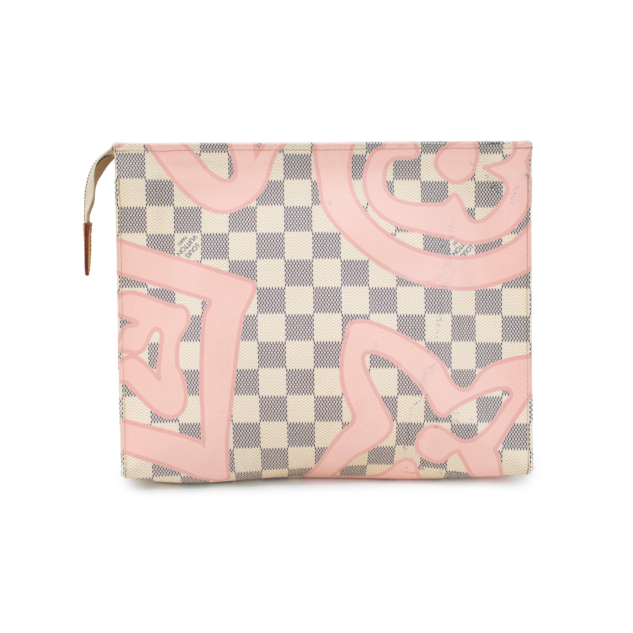 Louis Vuitton Damier Azur Tahitienne 26 Toiletry Pink Pochette Clutch Bag