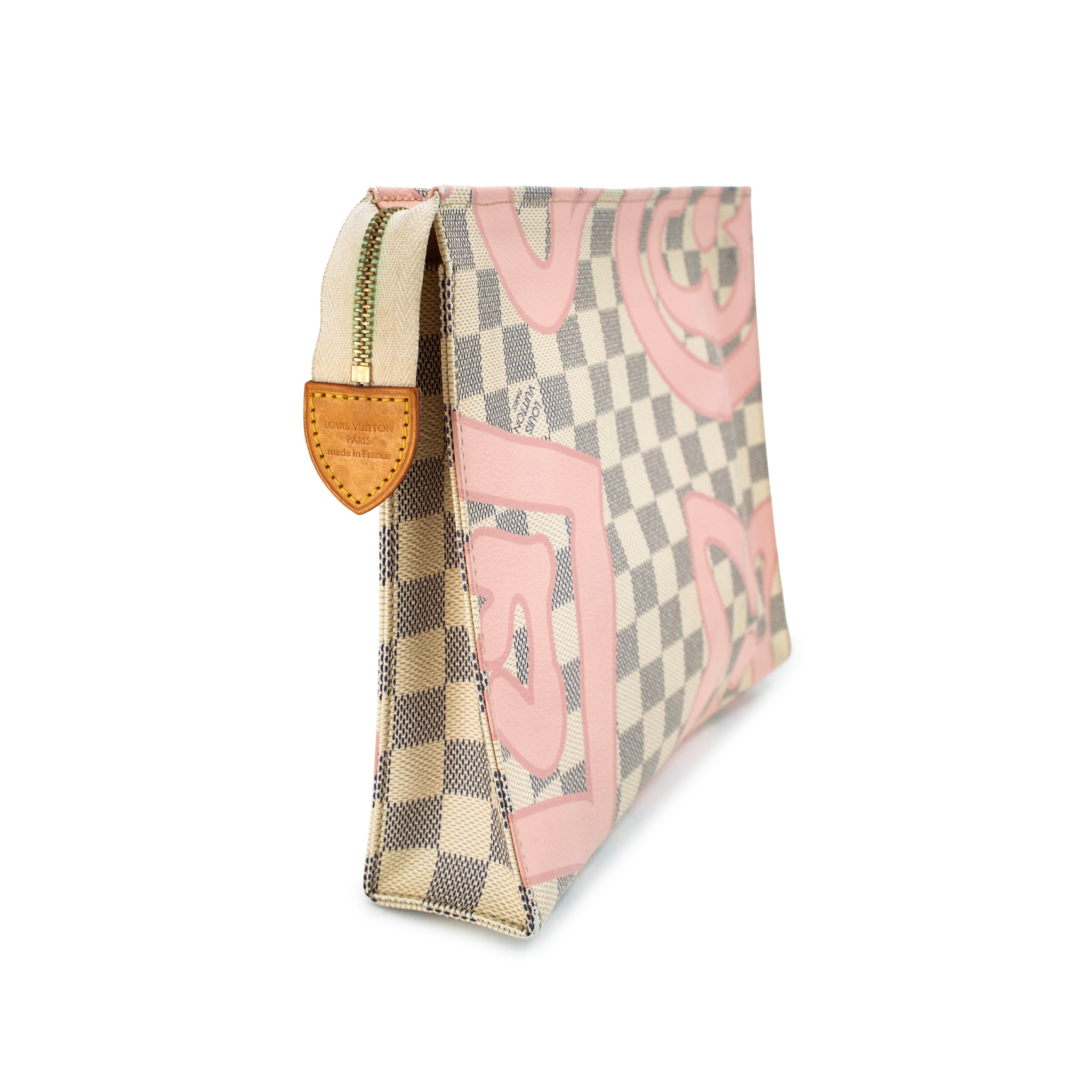 Louis Vuitton Damier Azur Tahitienne 26 Toiletry Pink Pochette Clutch Bag