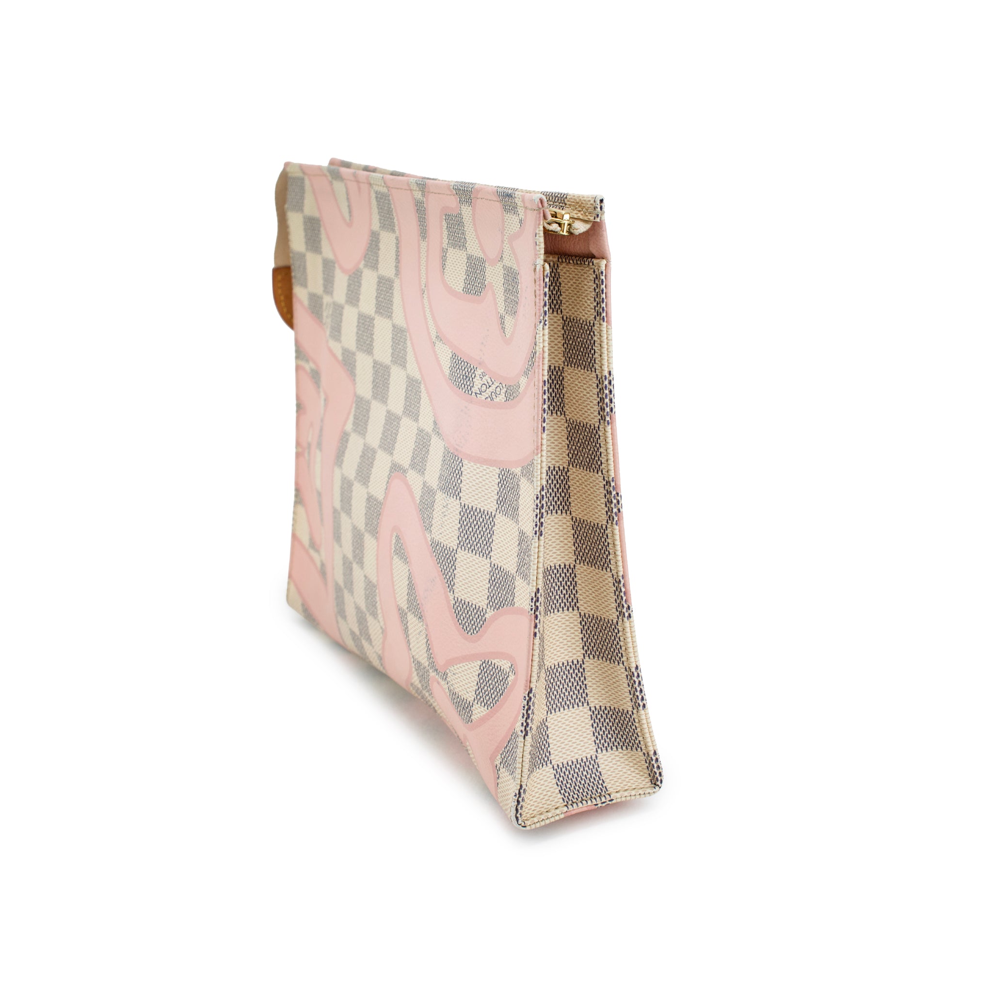 Louis Vuitton Damier Azur Tahitienne 26 Toiletry Pink Pochette Clutch Bag