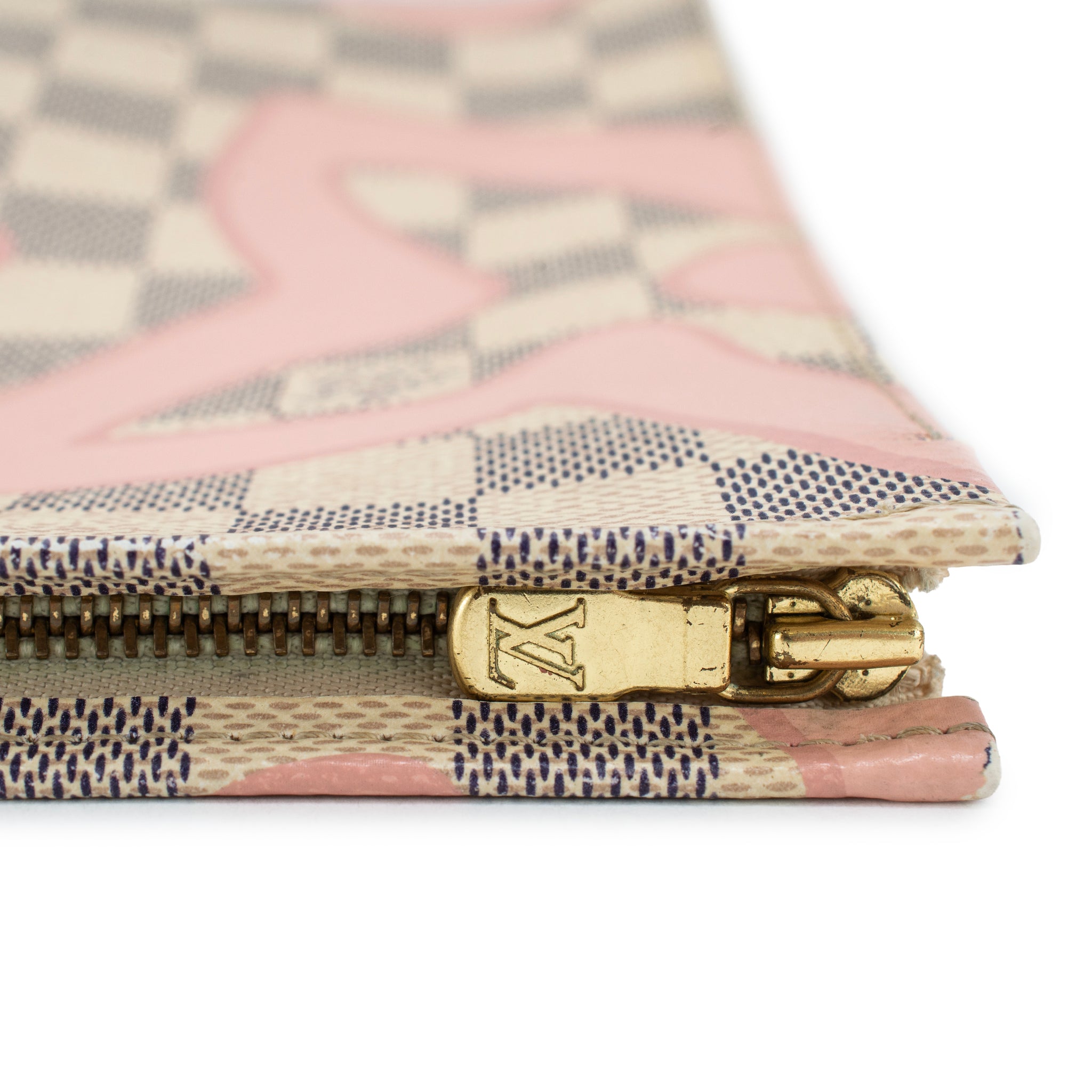 Louis Vuitton Damier Azur Tahitienne 26 Toiletry Pink Pochette Clutch Bag