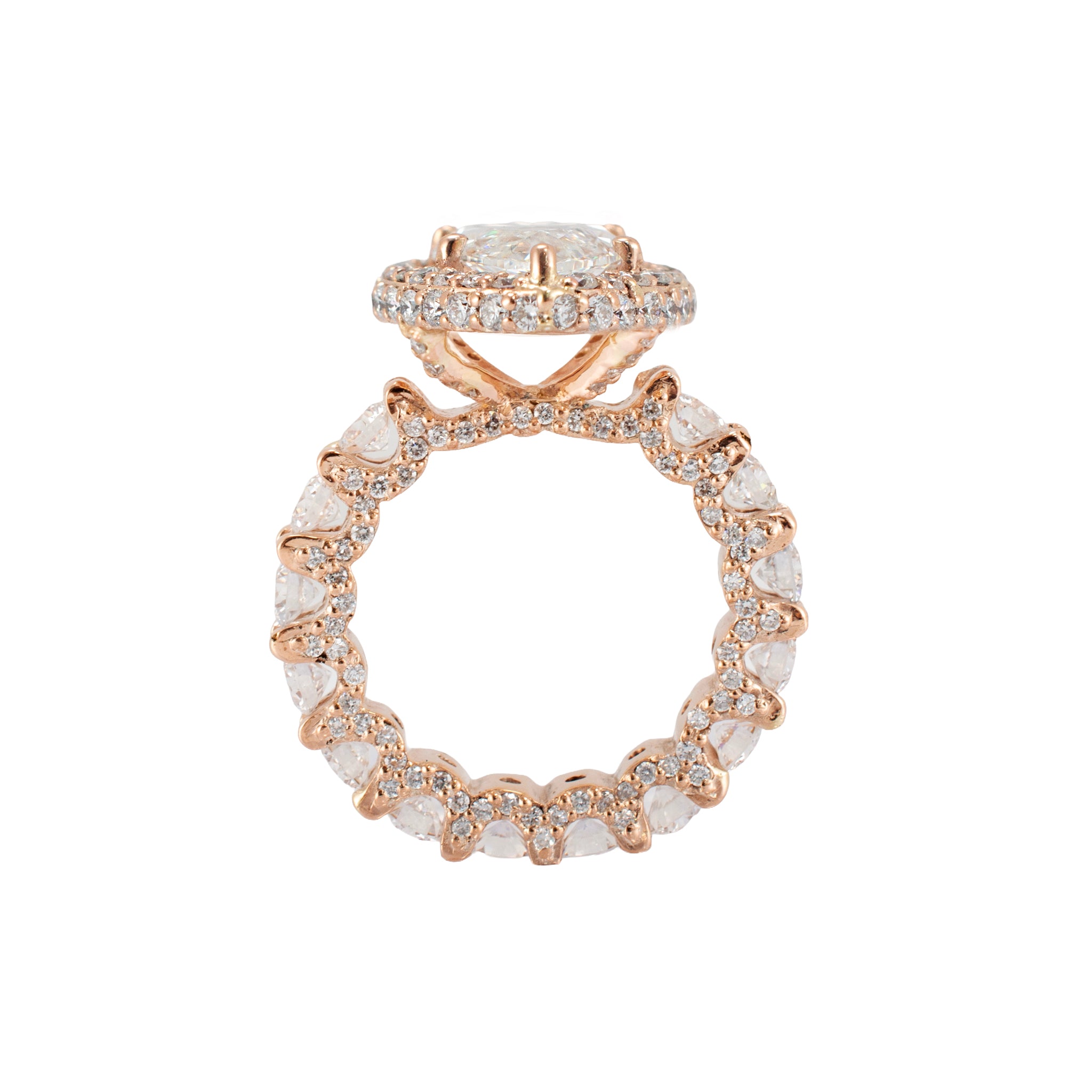 18K Rose Gold Igi 8.85ctw Marquee Lab Grown Diamond Eternity Engagement Ring