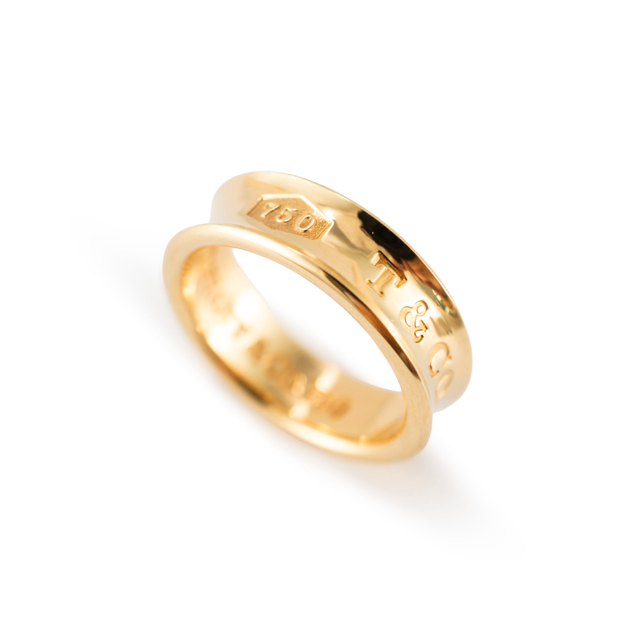 Vintage Tiffany & Co. 1837 Medium Model 18K Yellow Gold Concave Band Ring