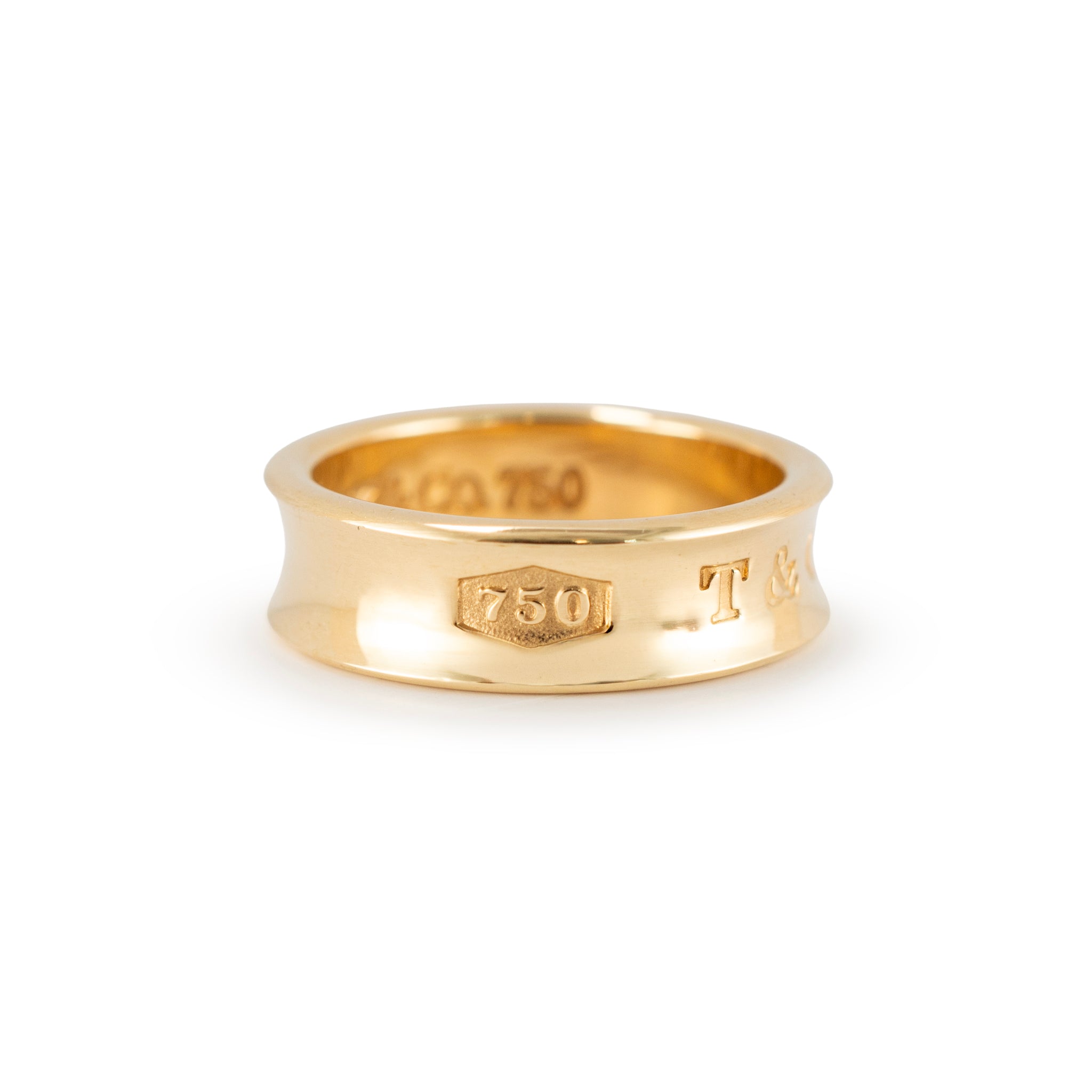 Vintage Tiffany & Co. 1837 Medium Model 18K Yellow Gold Concave Band Ring