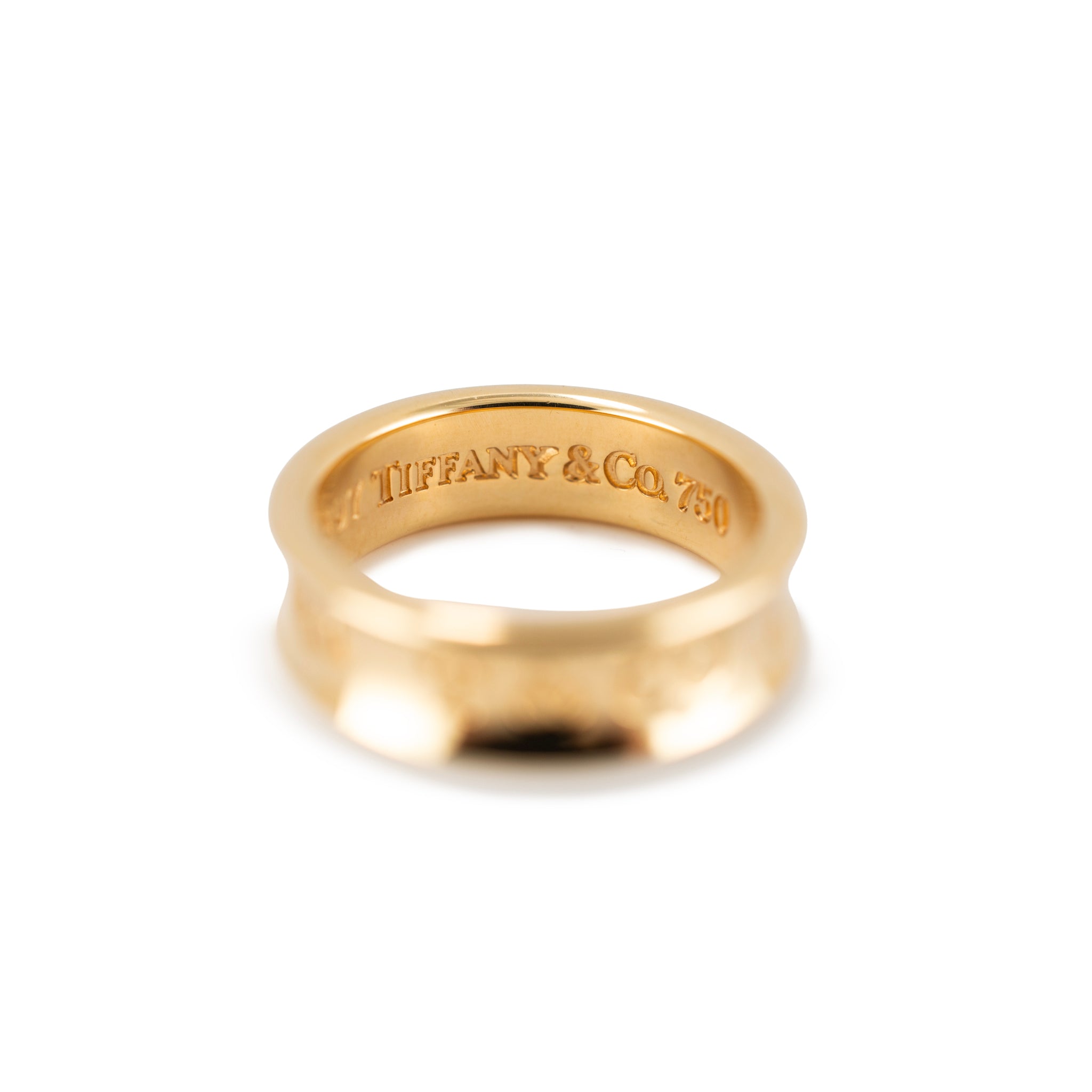 Vintage Tiffany & Co. 1837 Medium Model 18K Yellow Gold Concave Band Ring