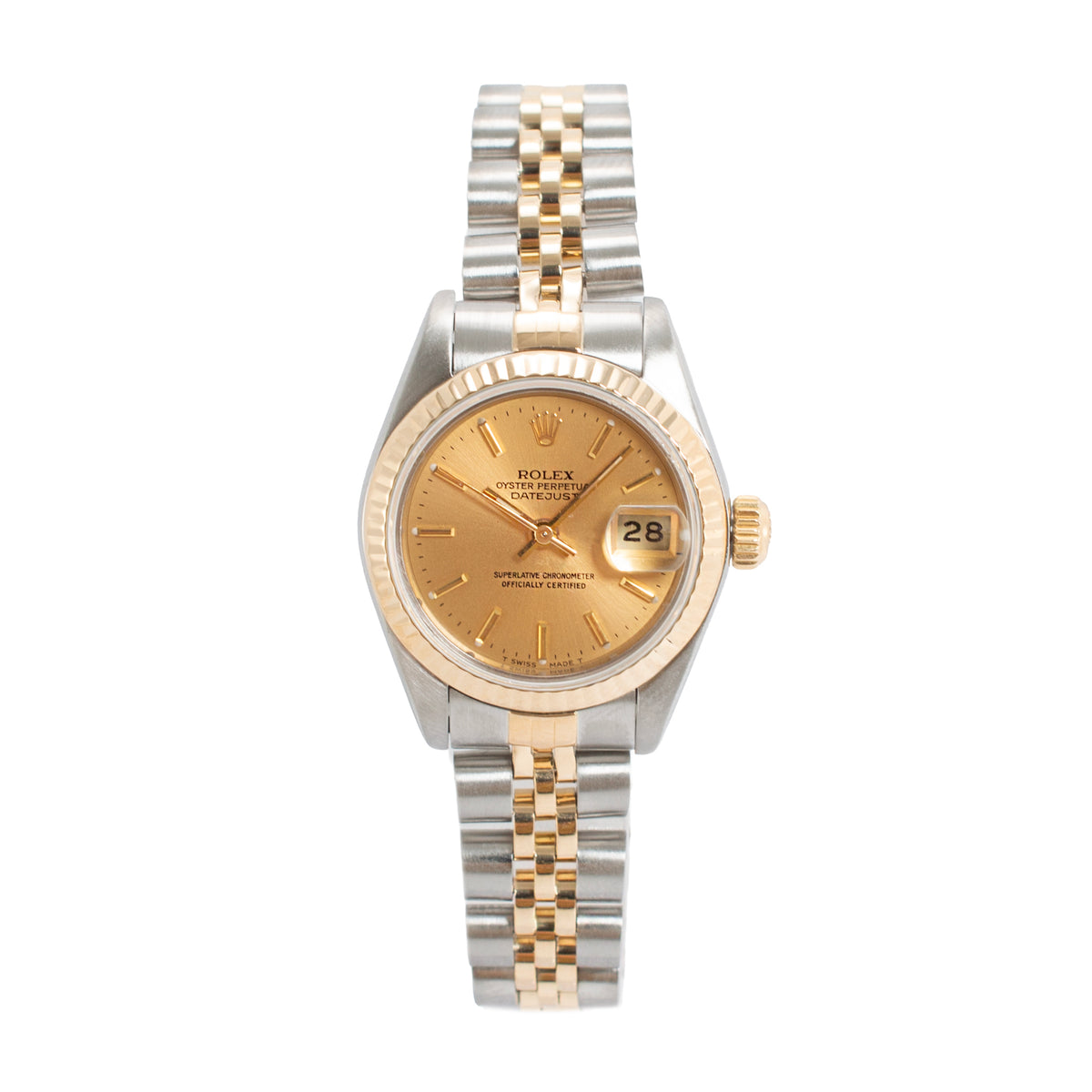 Ladies Rolex Datejust 26MM 69173 Champaign Dial 18K Yellow Gold Steel Watch