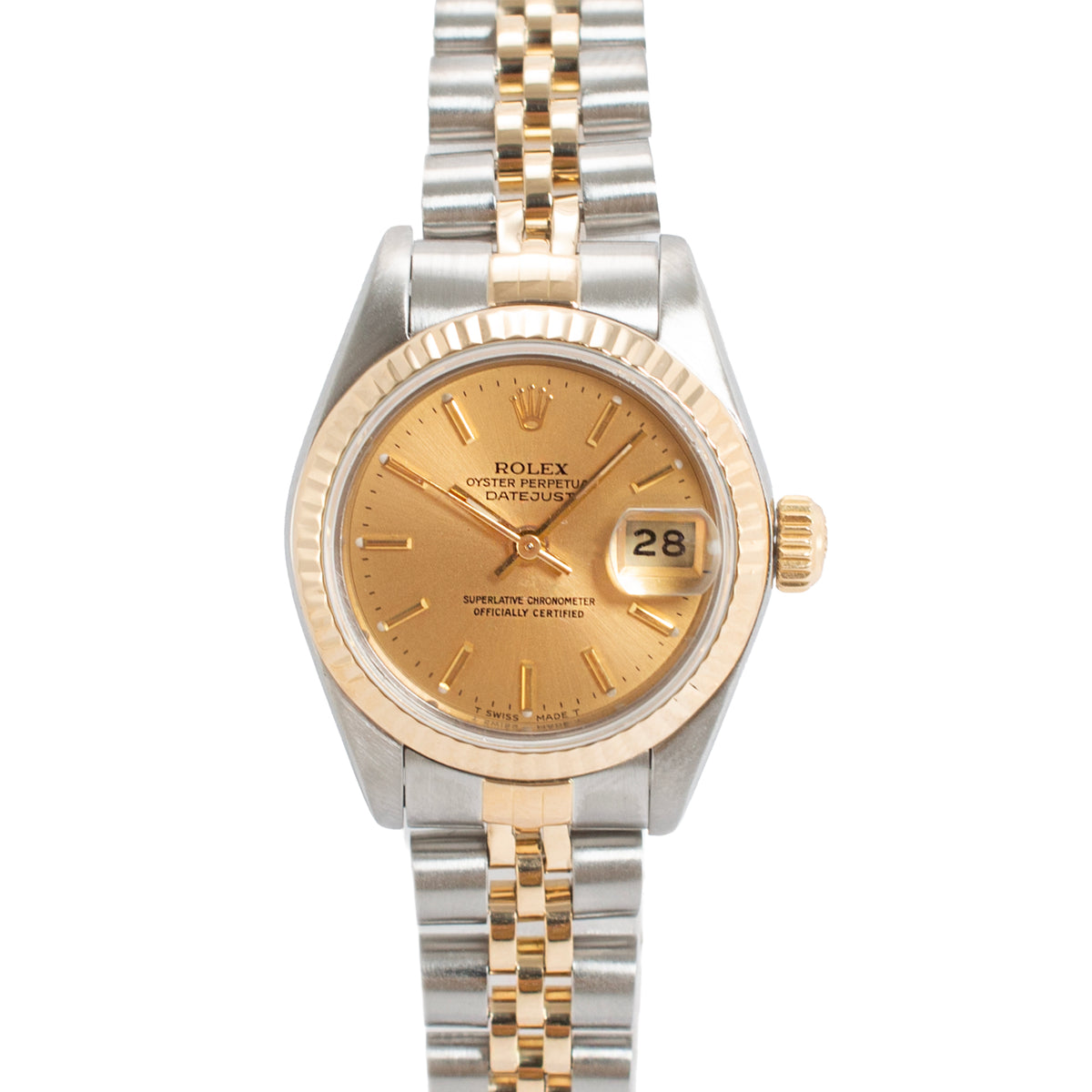 Ladies Rolex Datejust 26MM 69173 Champaign Dial 18K Yellow Gold Steel Watch