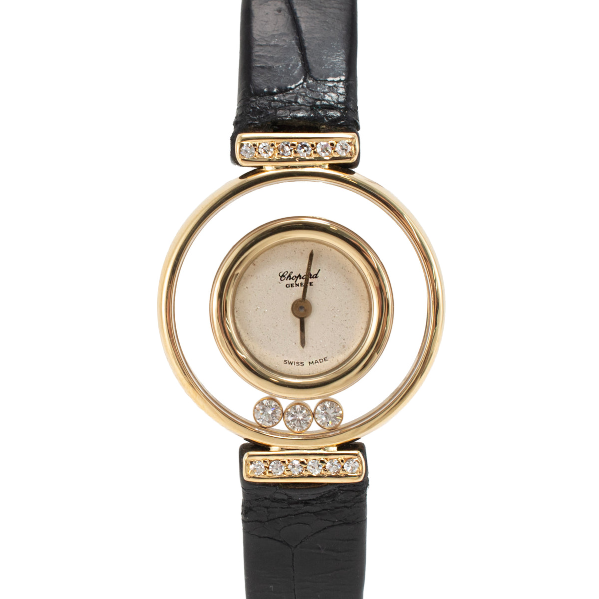 Ladies Vintage Chopard Happy Diamonds 22MM 4112 18K Yellow Gold Quartz Watch