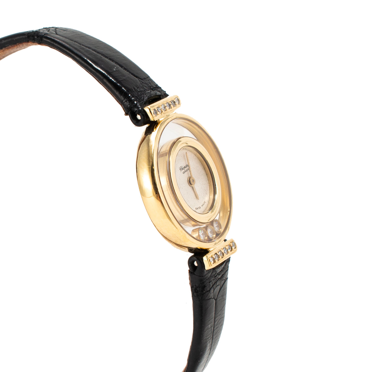Ladies Vintage Chopard Happy Diamonds 22MM 4112 18K Yellow Gold Quartz Watch