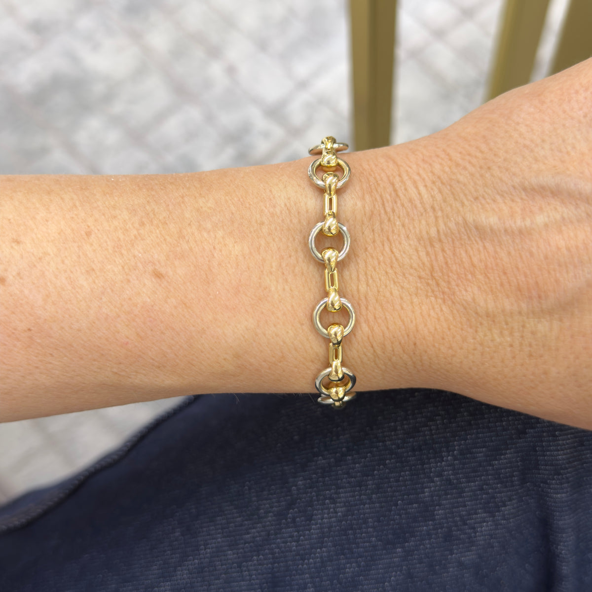 Vintage Cartier Nouveau Jcc 18K Yellow & White Gold Horsebit Link Bracelet
