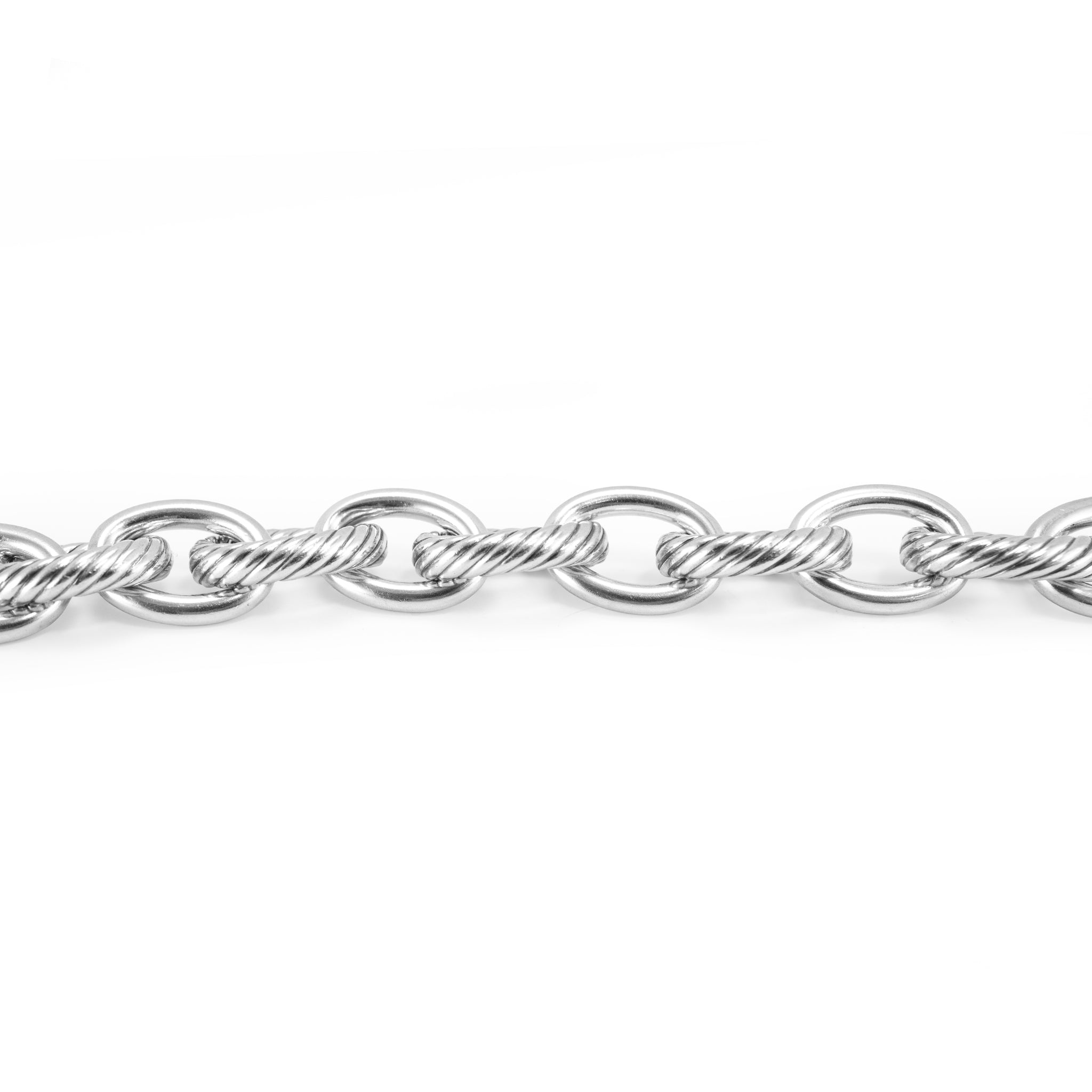 Retired David Yurman Chain Collection 925 Silver 17MM Oval Link Chain Bracelet