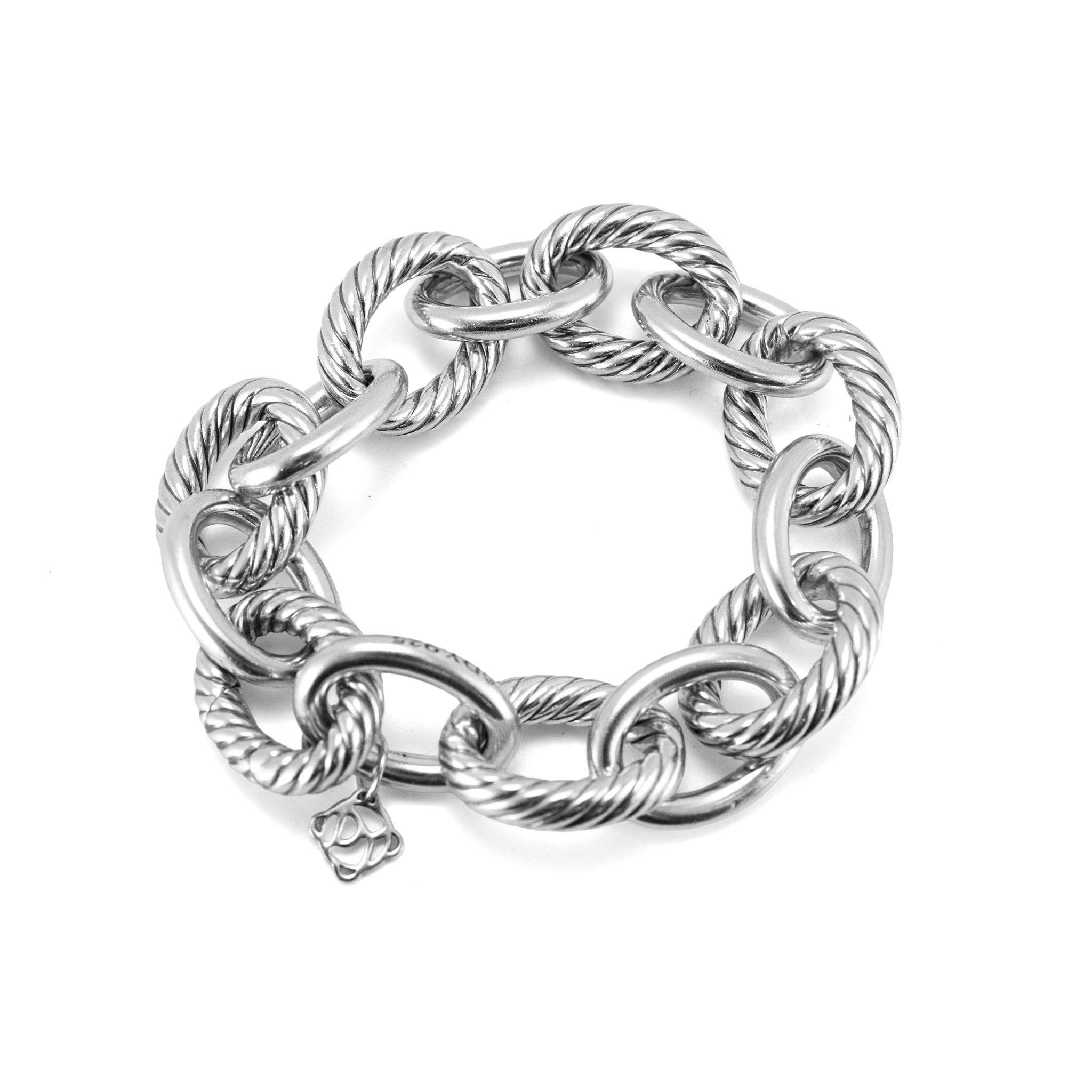 Retired David Yurman Chain Collection 925 Silver 17MM Oval Link Chain Bracelet