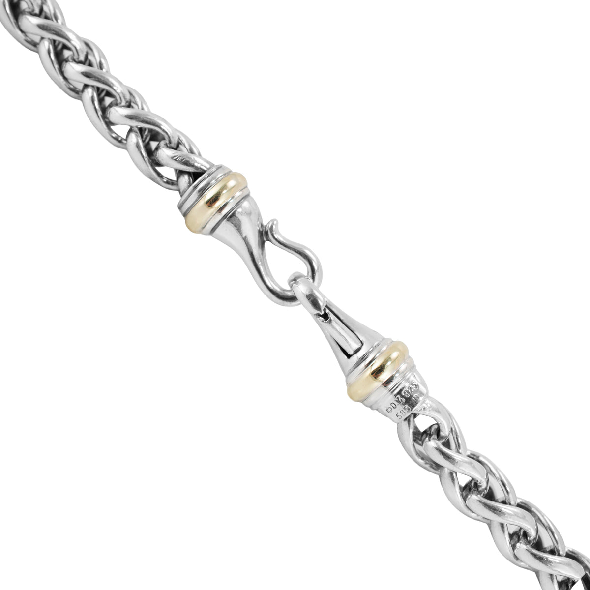 Unisex David Yurman Classic Wheat 8MM Silver & 14K Yellow Gold Chain Necklace