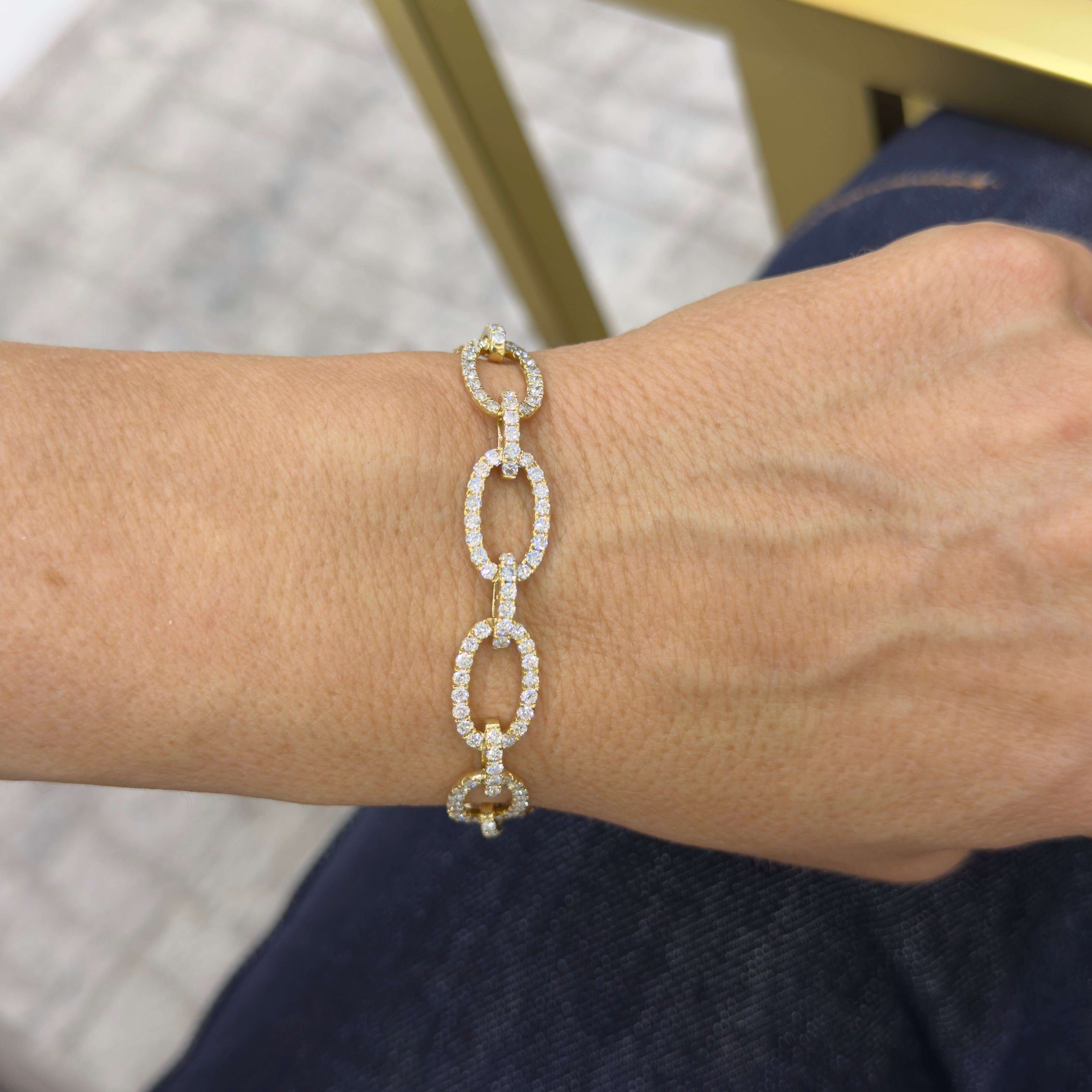 Bracelet 18K Yellow Gold Diamond Link Bracelet | DJP Jewelers