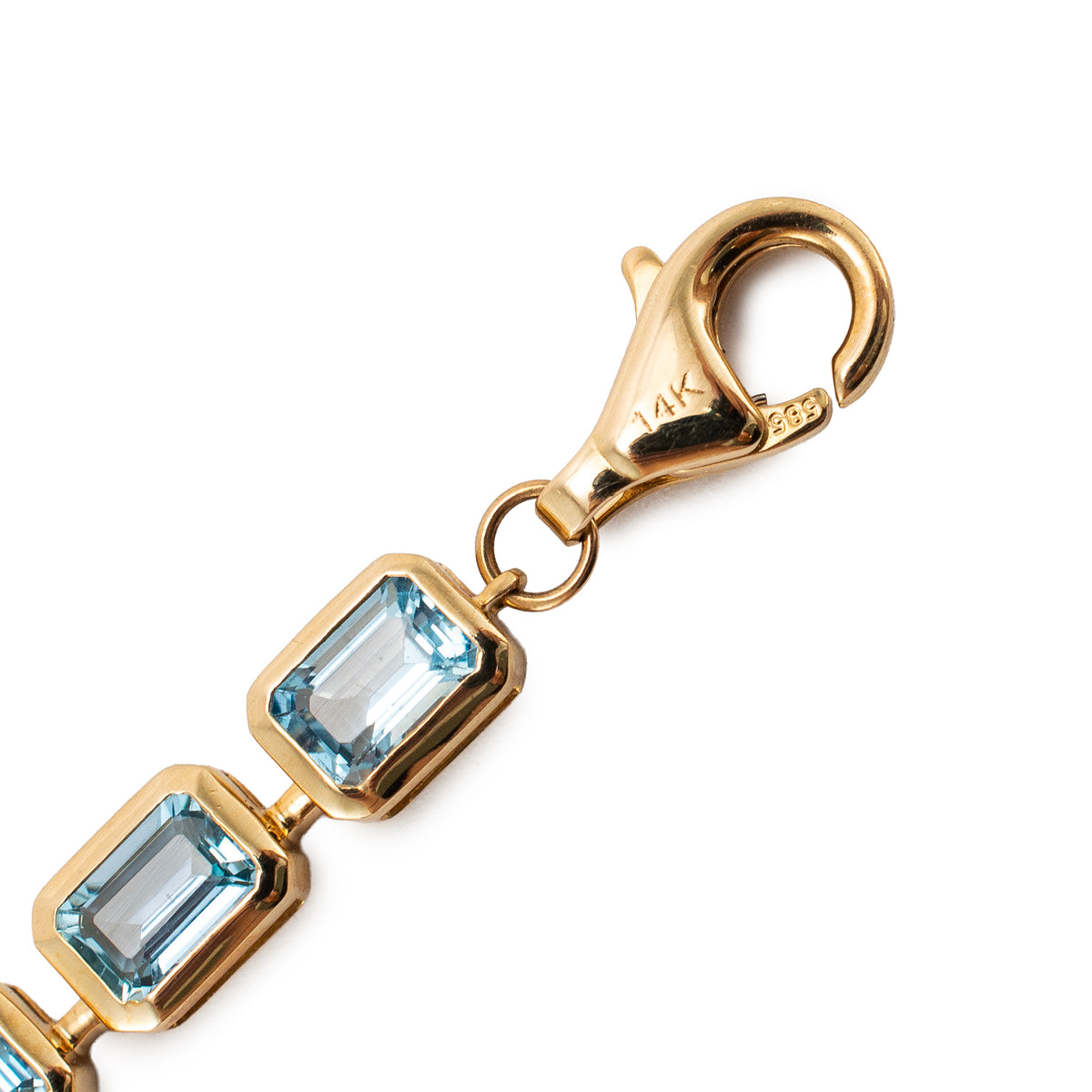 14K Yellow Gold 17.84ctw Bezeled Aquamarine Adjustable Tennis Chain Necklace