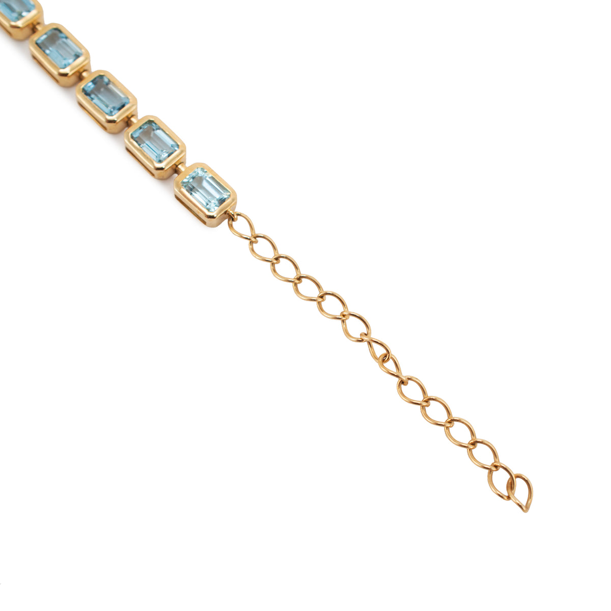14K Yellow Gold 17.84ctw Bezeled Aquamarine Adjustable Tennis Chain Necklace