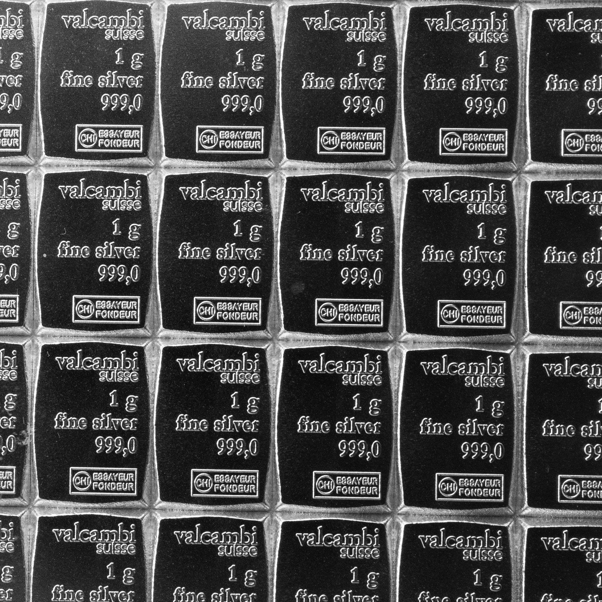 Valcambi Suisse Combi Bar Set 999 Fine Silver 100 x 1g Bullion Bar Set