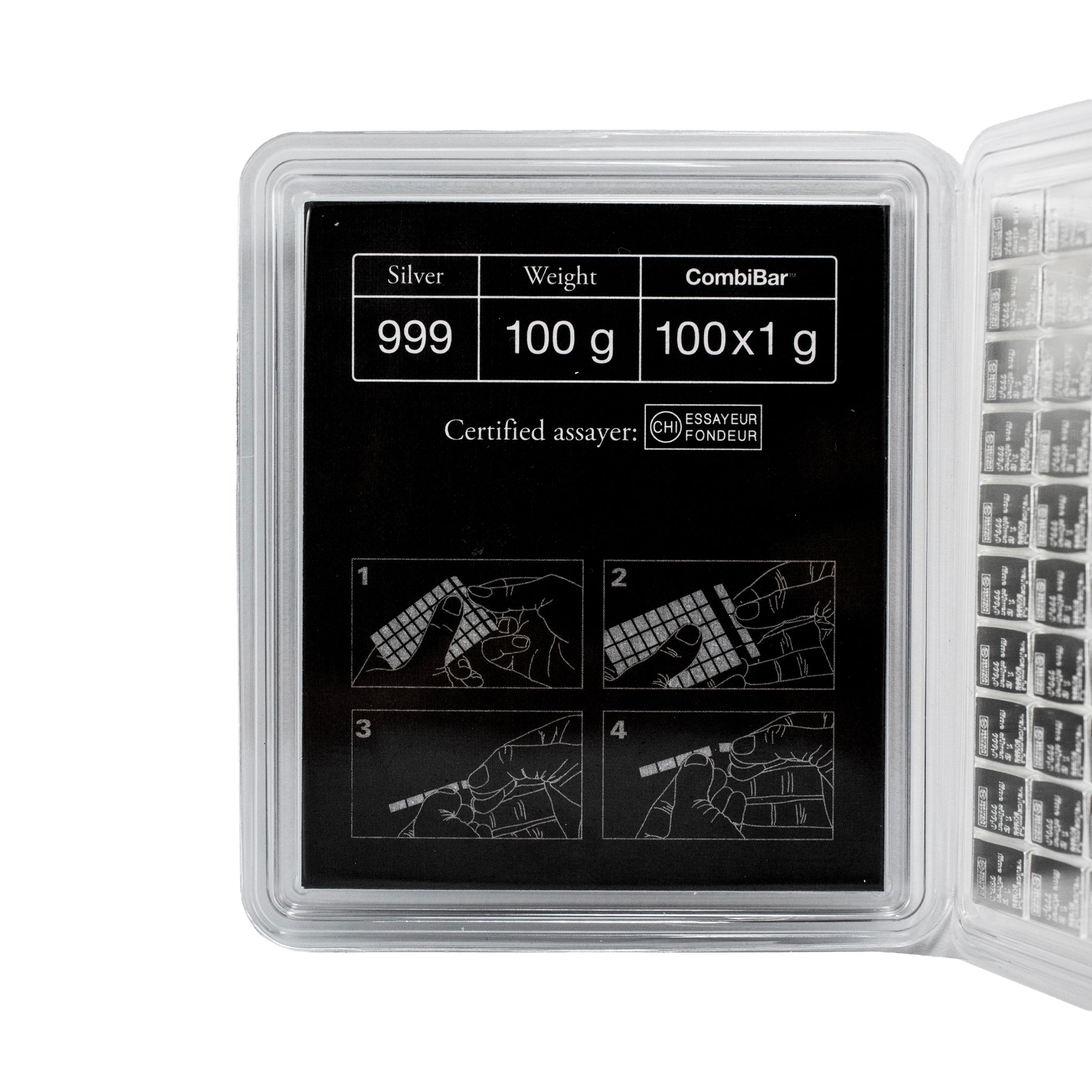 Valcambi Suisse Combi Bar Set 999 Fine Silver 100 x 1g Bullion Bar Set