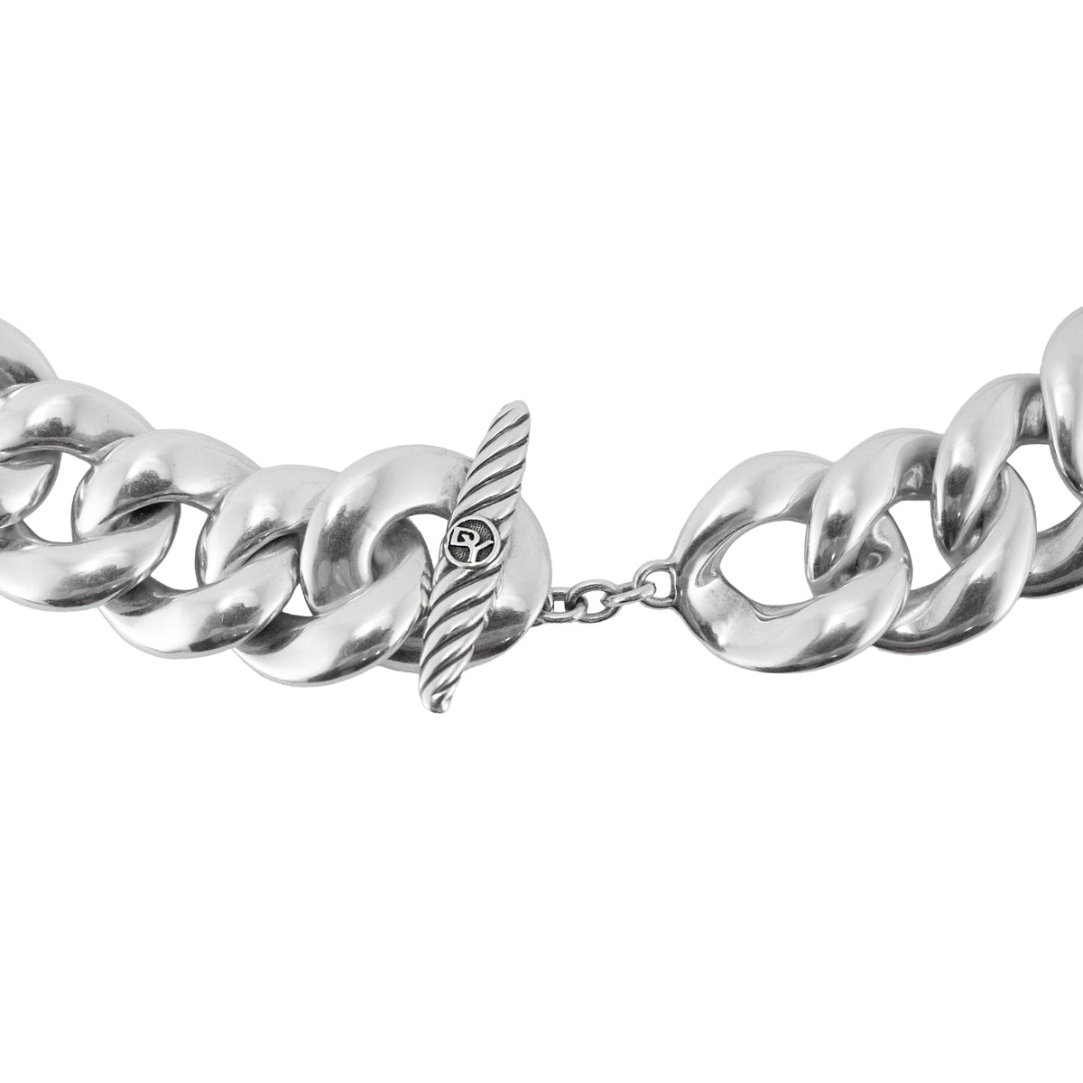 Retired David Yurman Cordelia 925 Silver 1.34ct Diamond Curb Chain Necklace